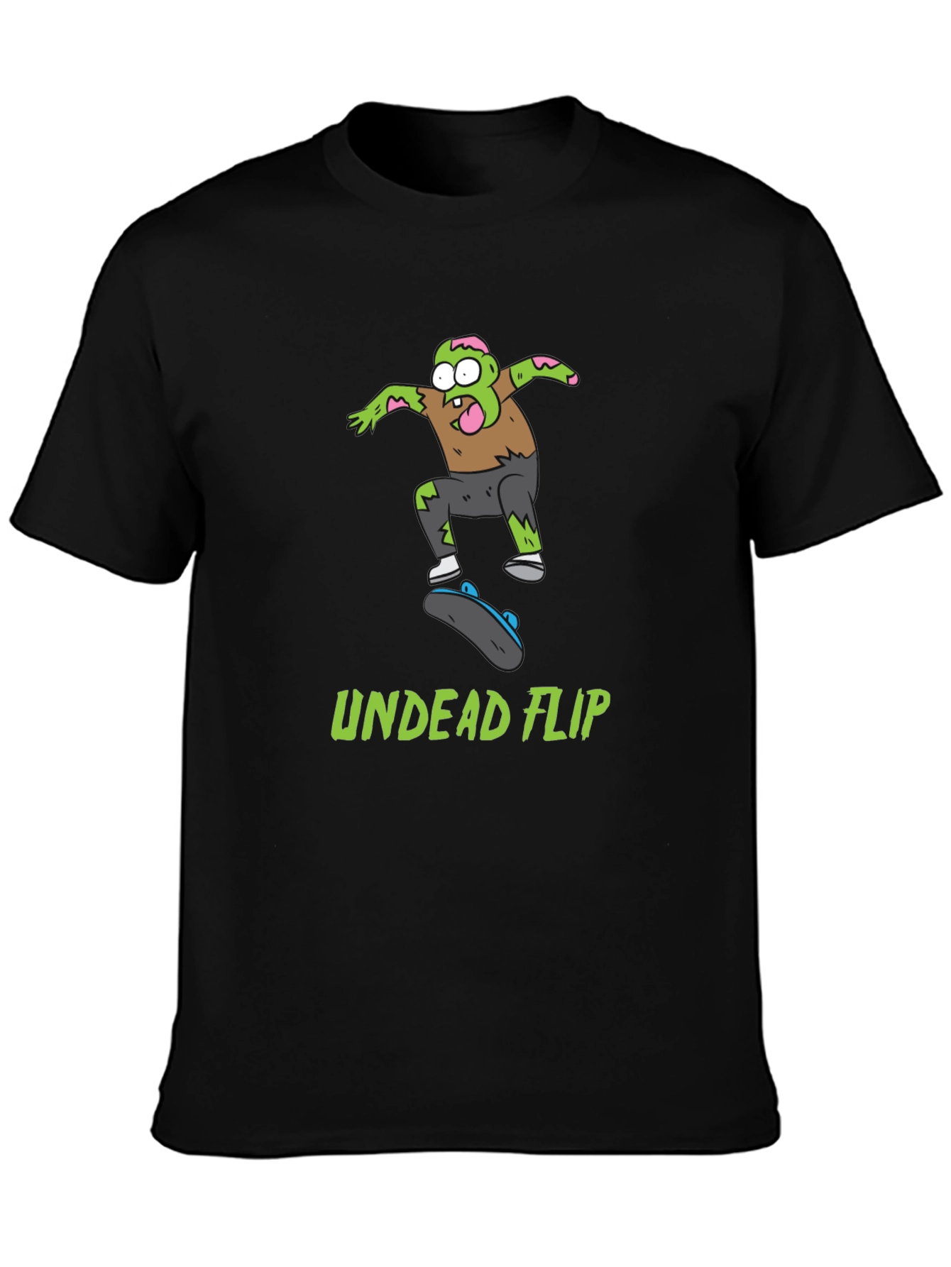Undead Flip Zombie Skateboarder Black T-Shirt