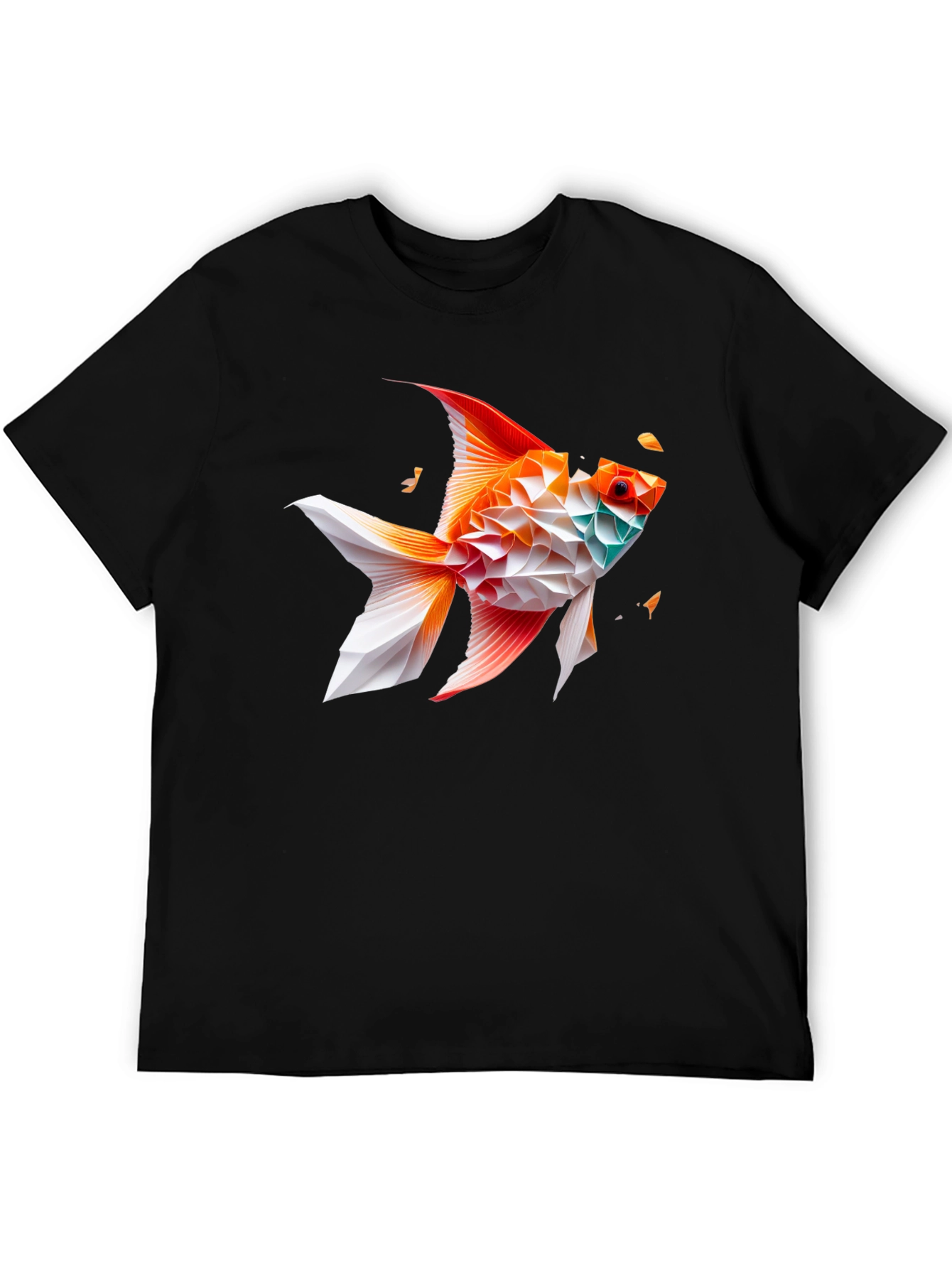 Geometric Fish Graphic Tee - Black