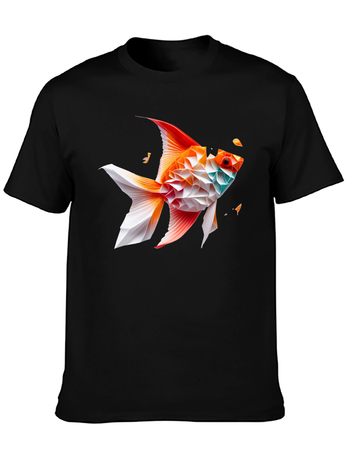 Geometric Fish Graphic Tee - Black