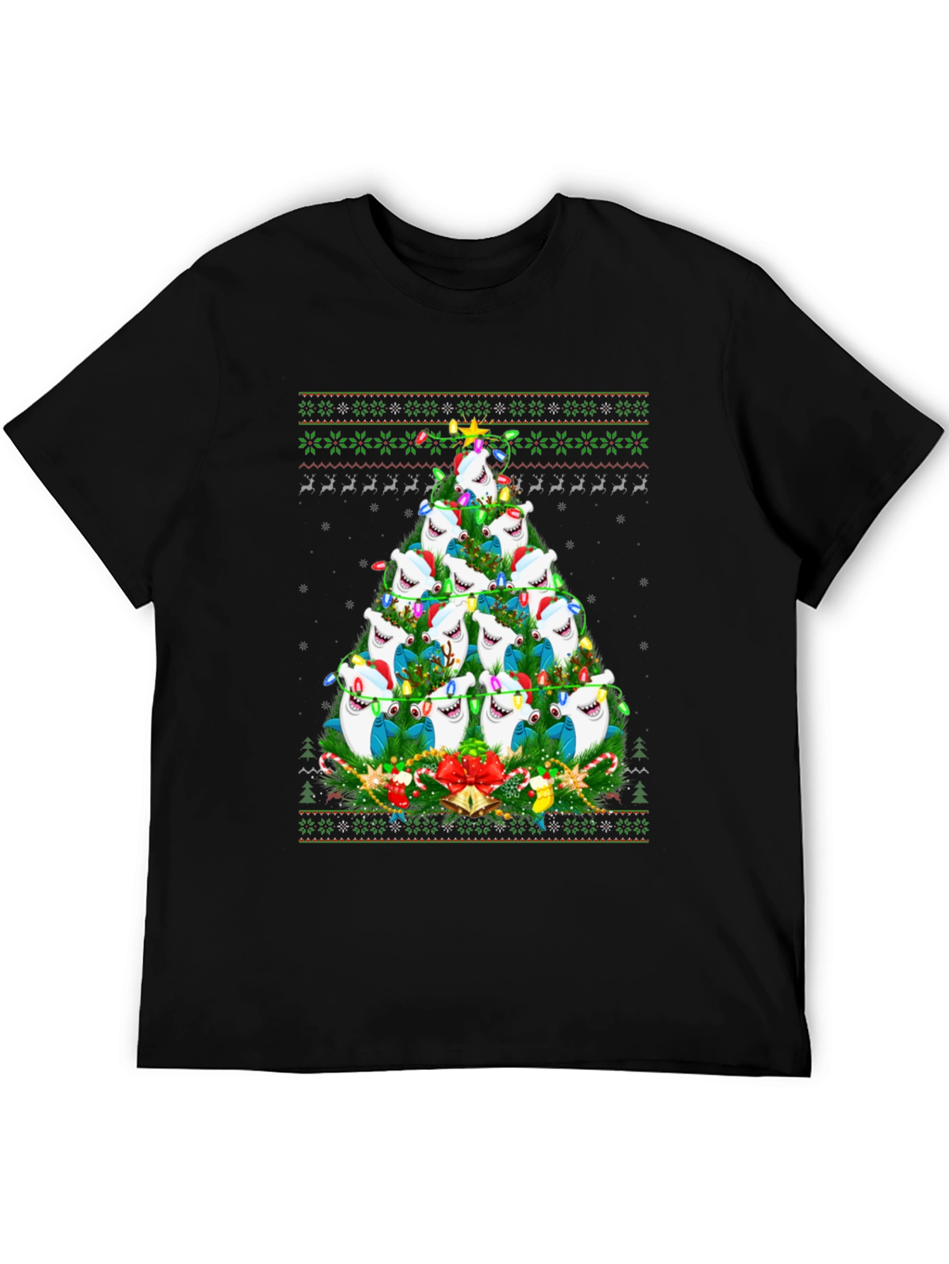 Shark Christmas Tree Holiday Graphic Tee