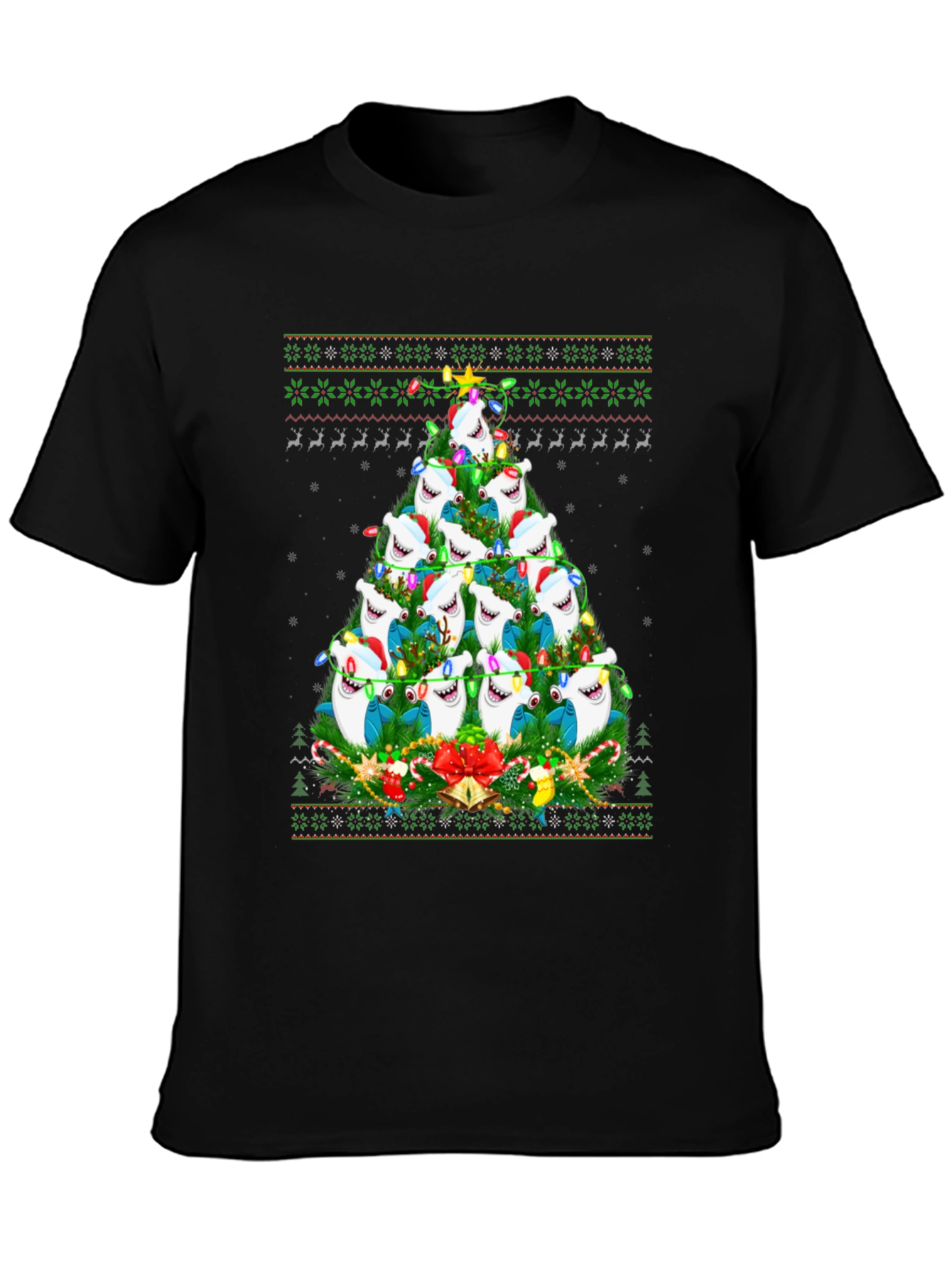 Shark Christmas Tree Holiday Graphic Tee