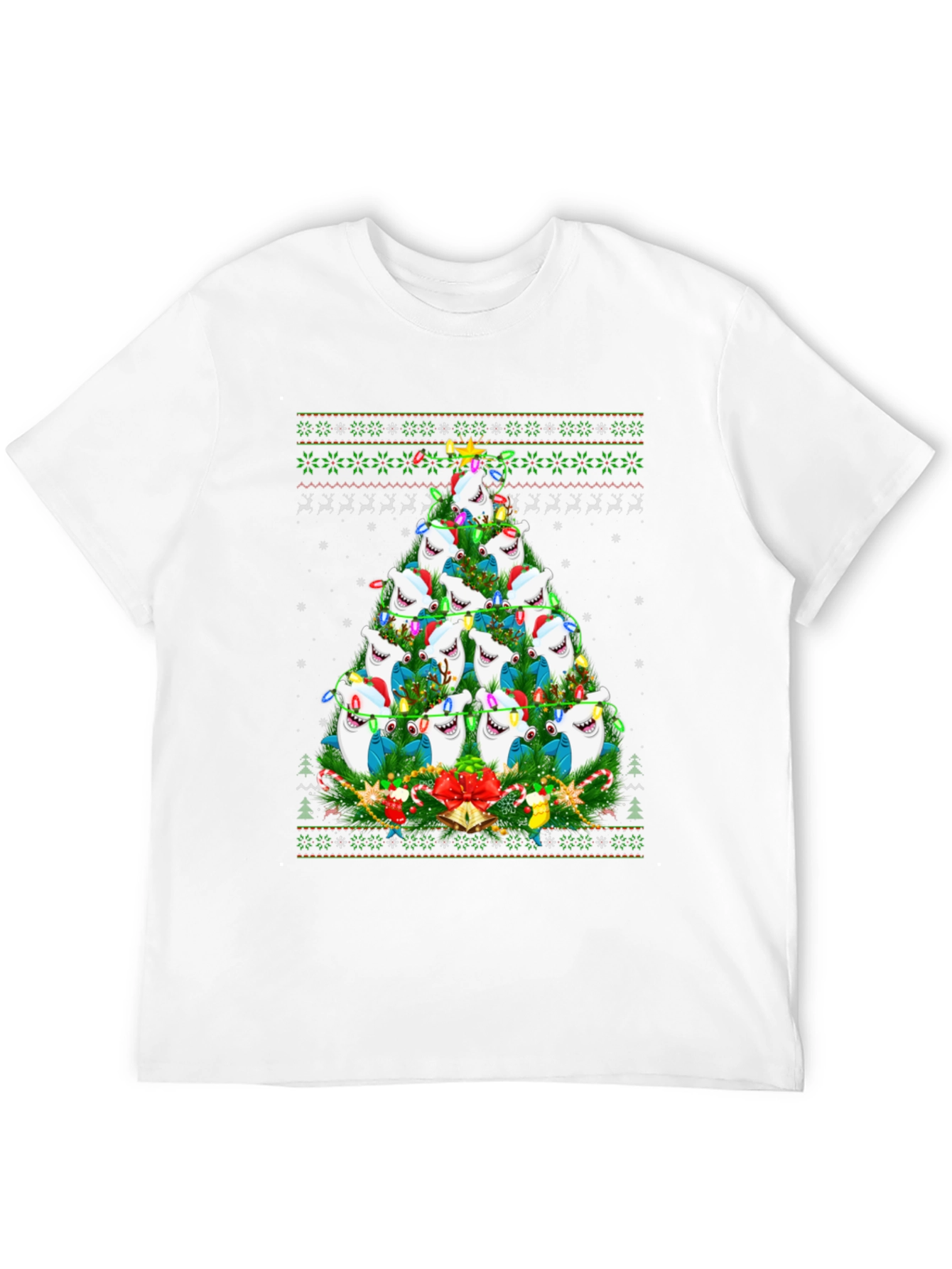 Shark Christmas Tree Holiday Graphic Tee