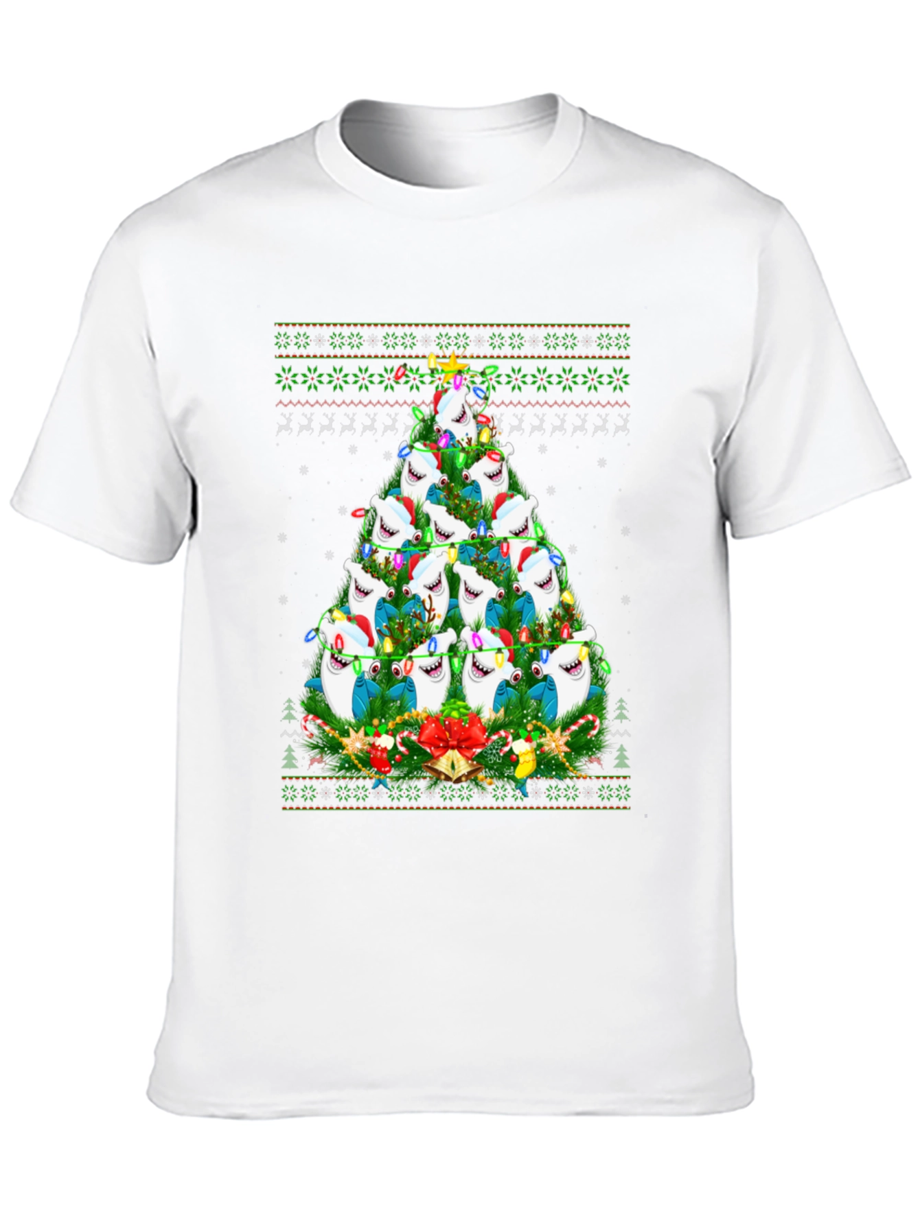 Shark Christmas Tree Holiday Graphic Tee