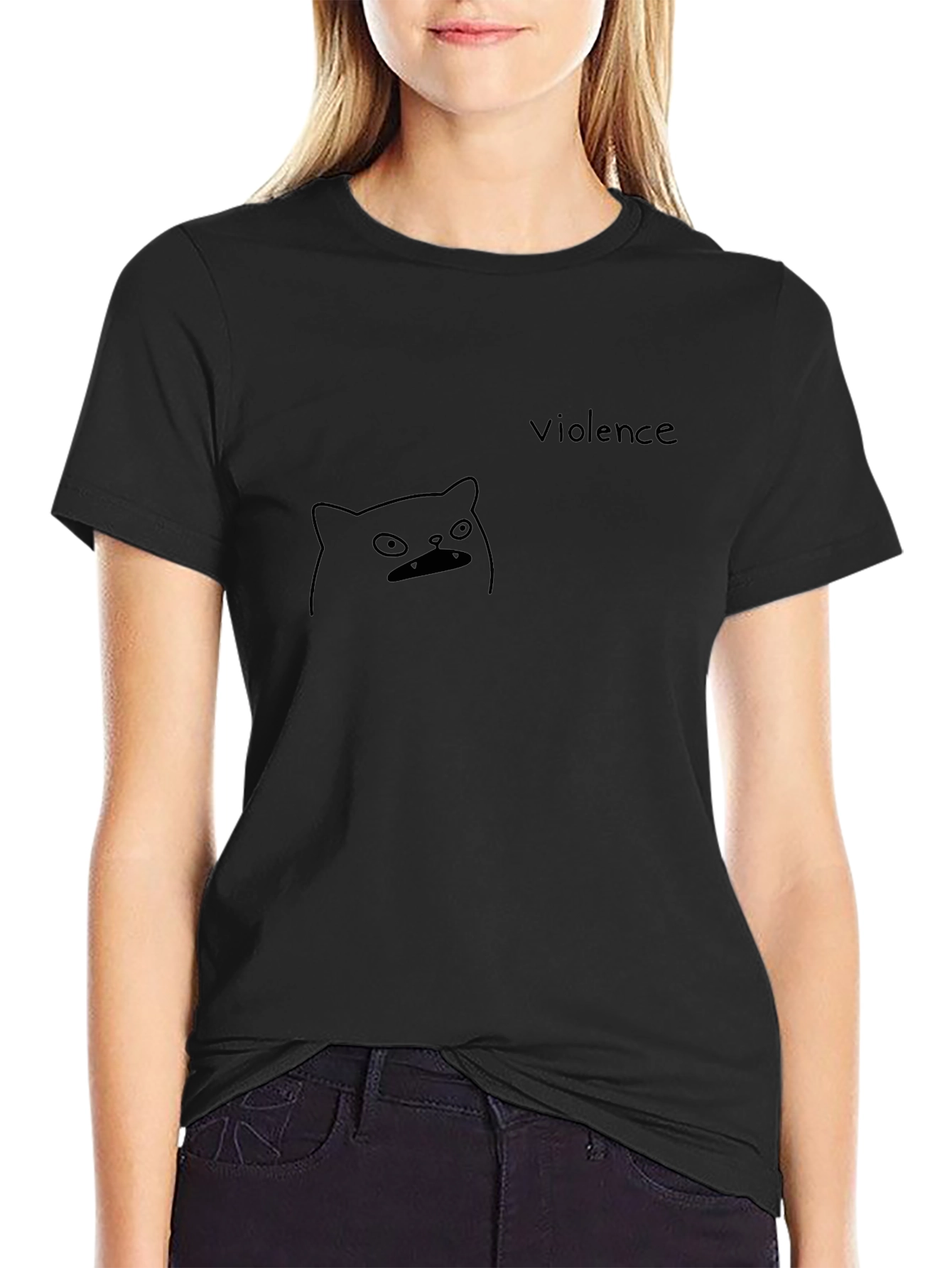 Violence Cat T-Shirt - Unisex Black Graphic Tee