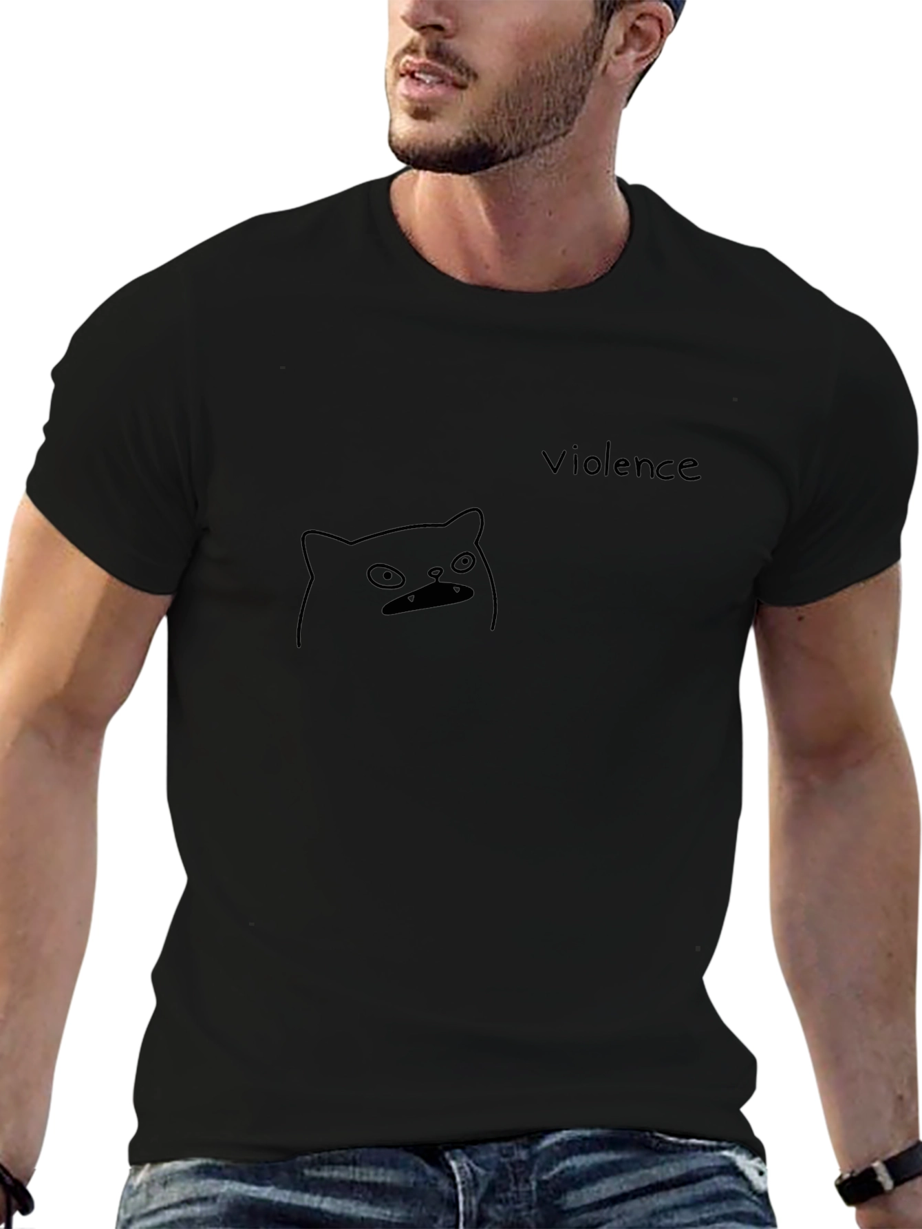 Violence Cat T-Shirt - Unisex Black Graphic Tee