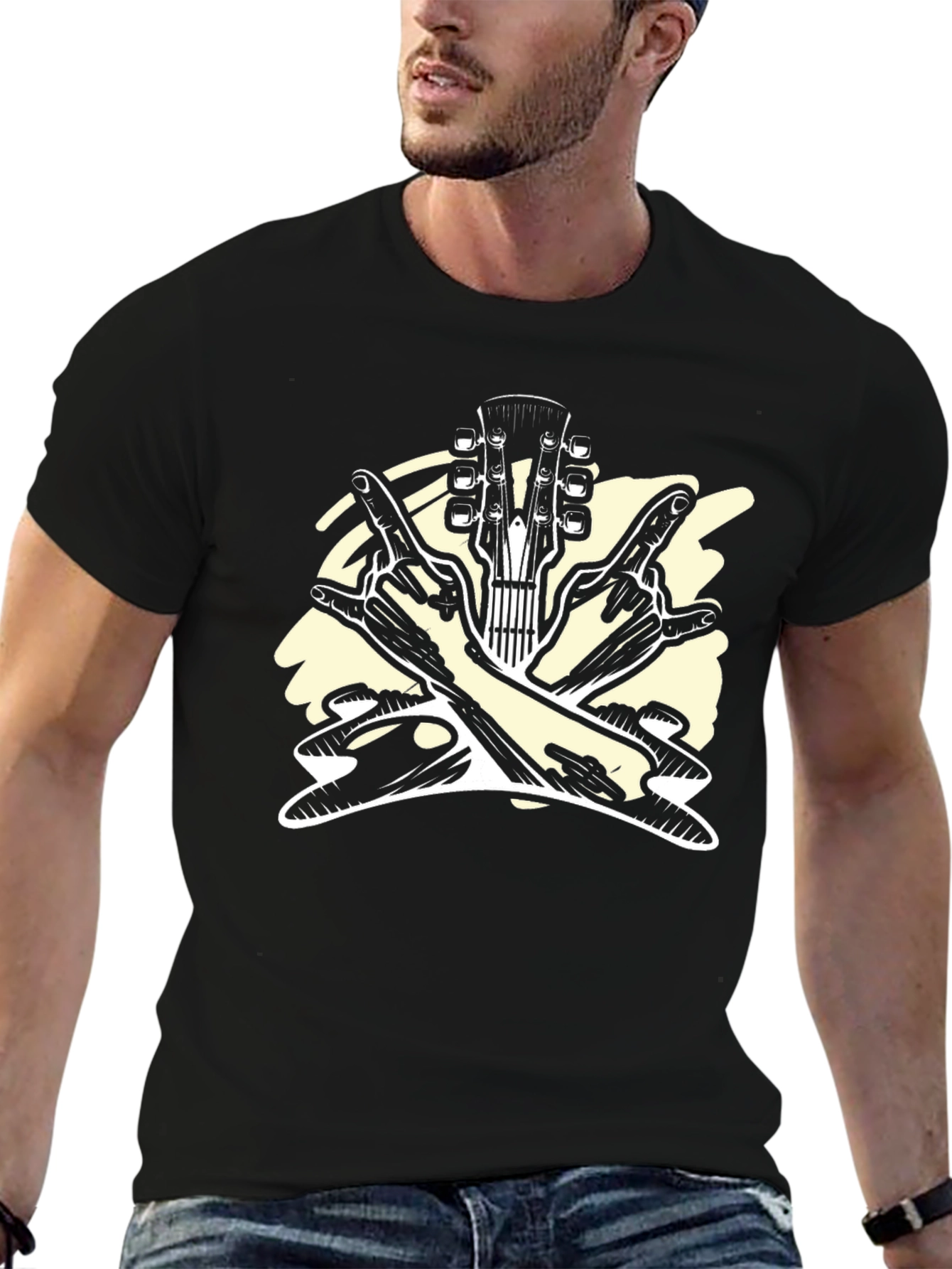 Rock On Guitar T-Shirt - Cool Music Tee