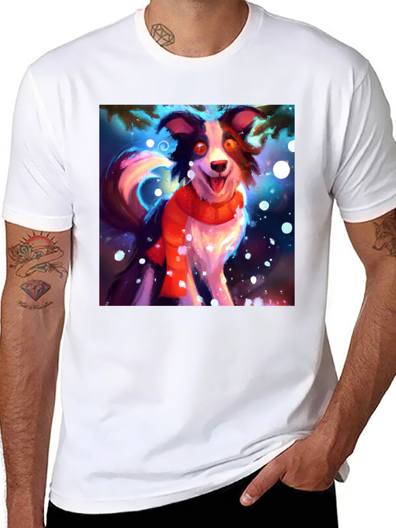 Festive Dog Graphic T-Shirt