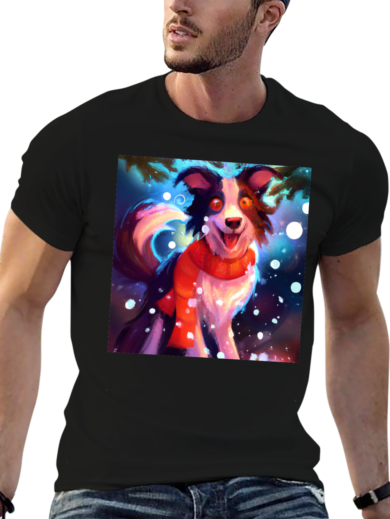Festive Dog Graphic T-Shirt