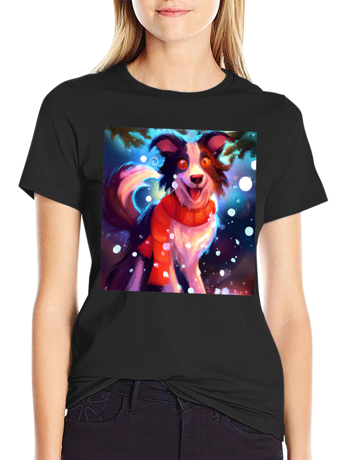 Festive Dog Graphic T-Shirt