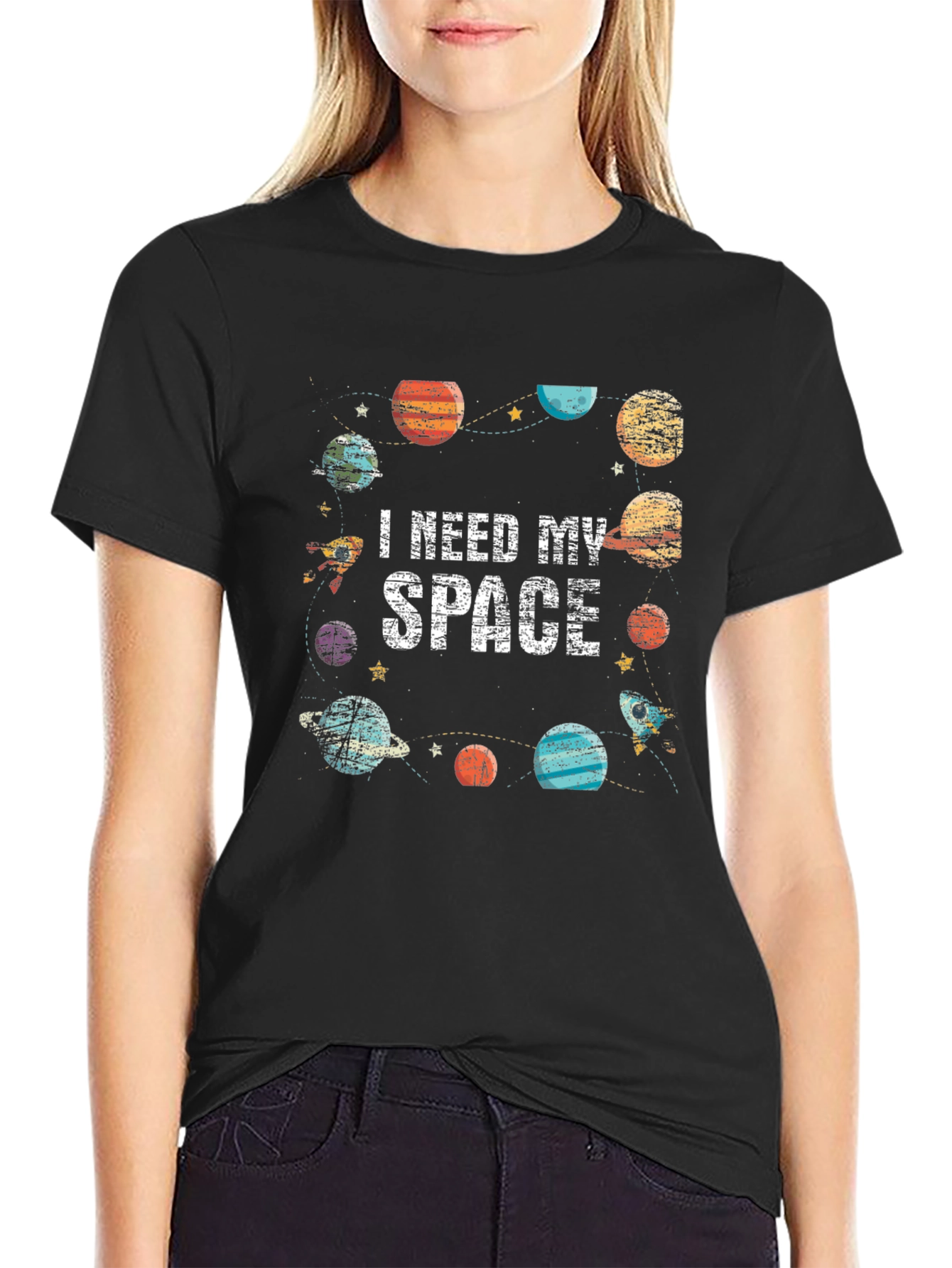 I Need My Space Graphic T-Shirt - Black