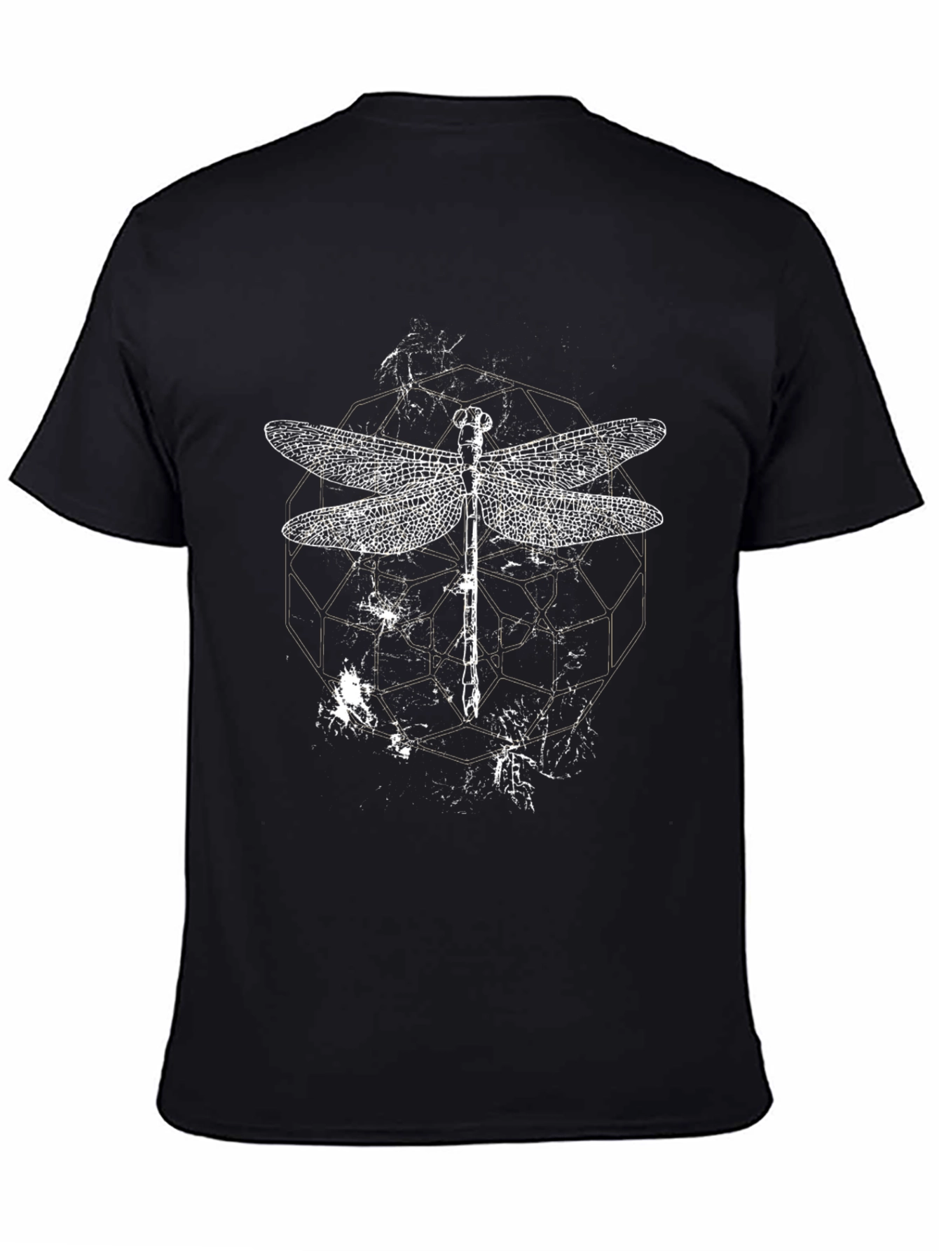 Dragonfly Graphic Print Black T-Shirt