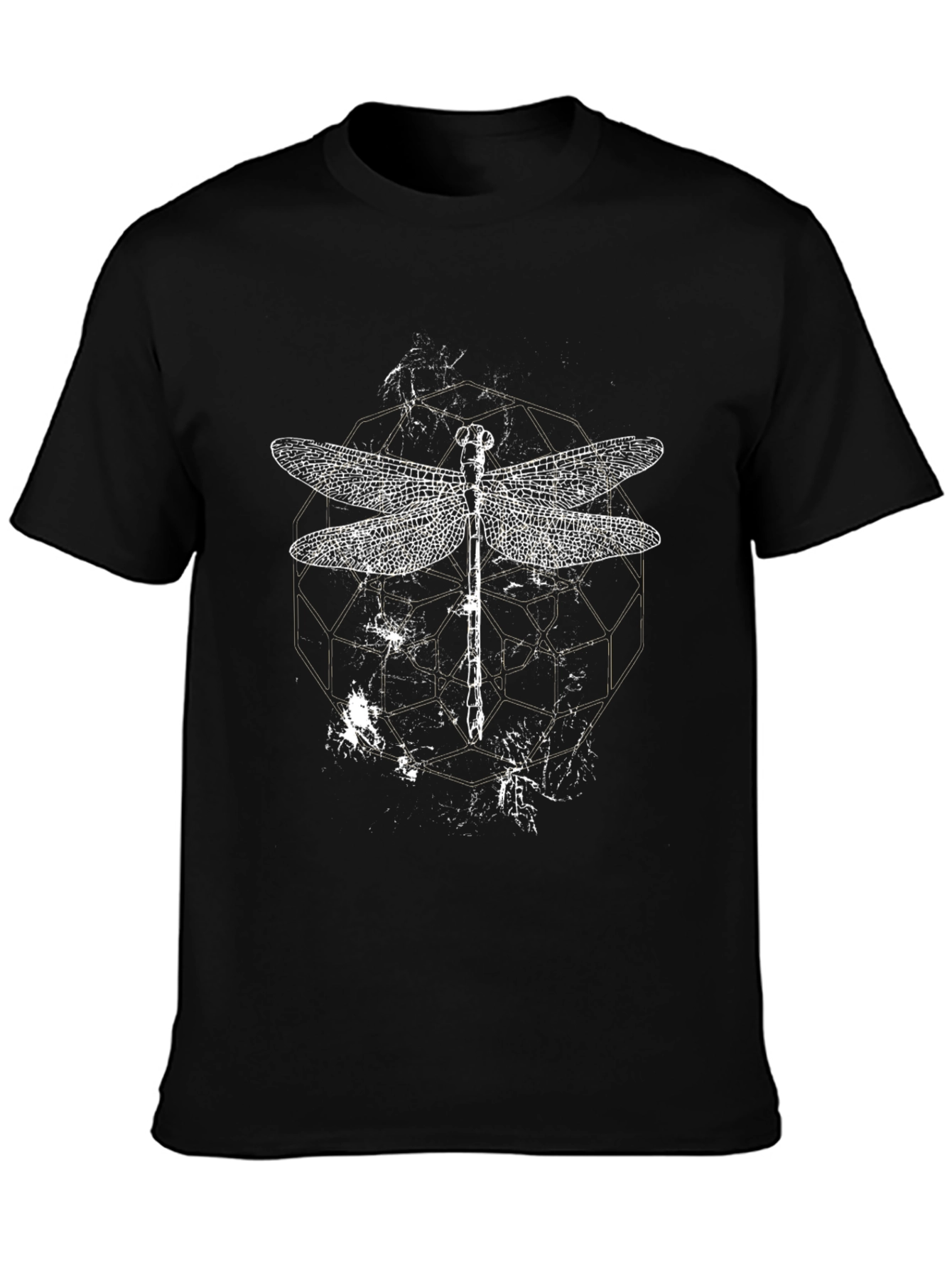 Dragonfly Graphic Print Black T-Shirt