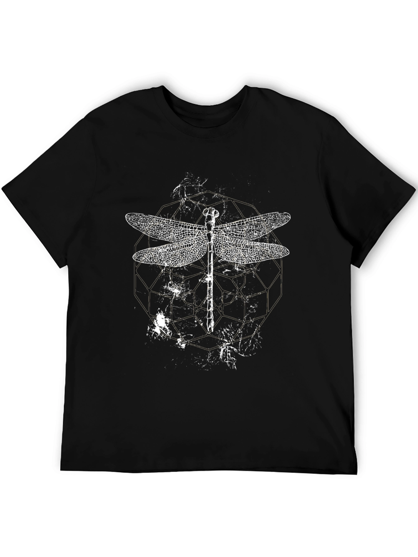 Dragonfly Graphic Print Black T-Shirt