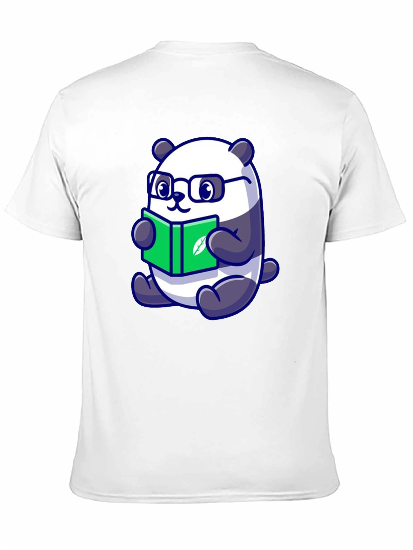 Cute Panda Reading Book Graphic Tee - Black