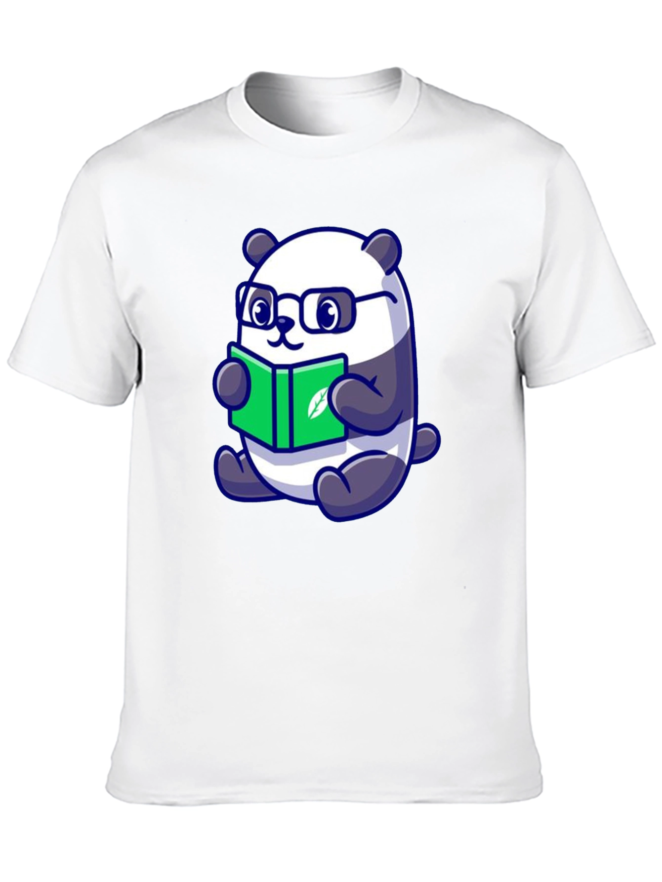 Cute Panda Reading Book Graphic Tee - Black