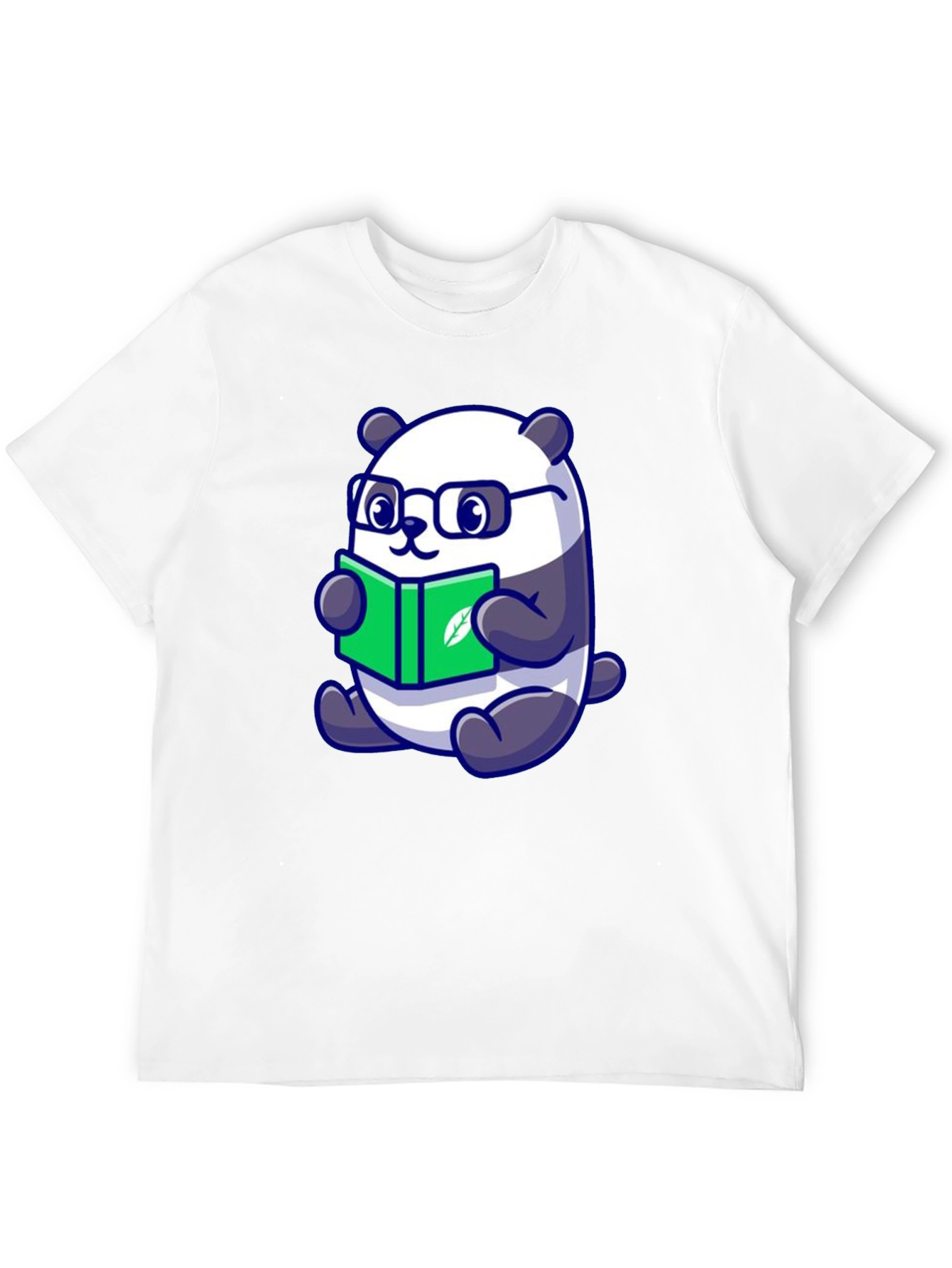 Cute Panda Reading Book Graphic Tee - Black