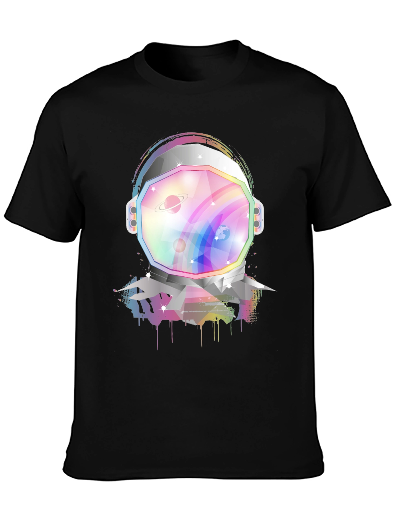 Astronaut Helmet Graphic Tee - Rainbow Space Design