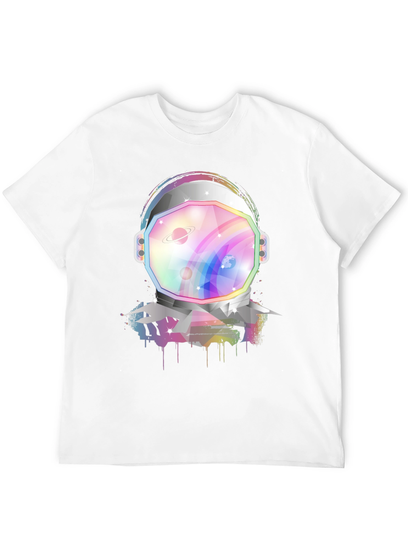 Astronaut Helmet Graphic Tee - Rainbow Space Design