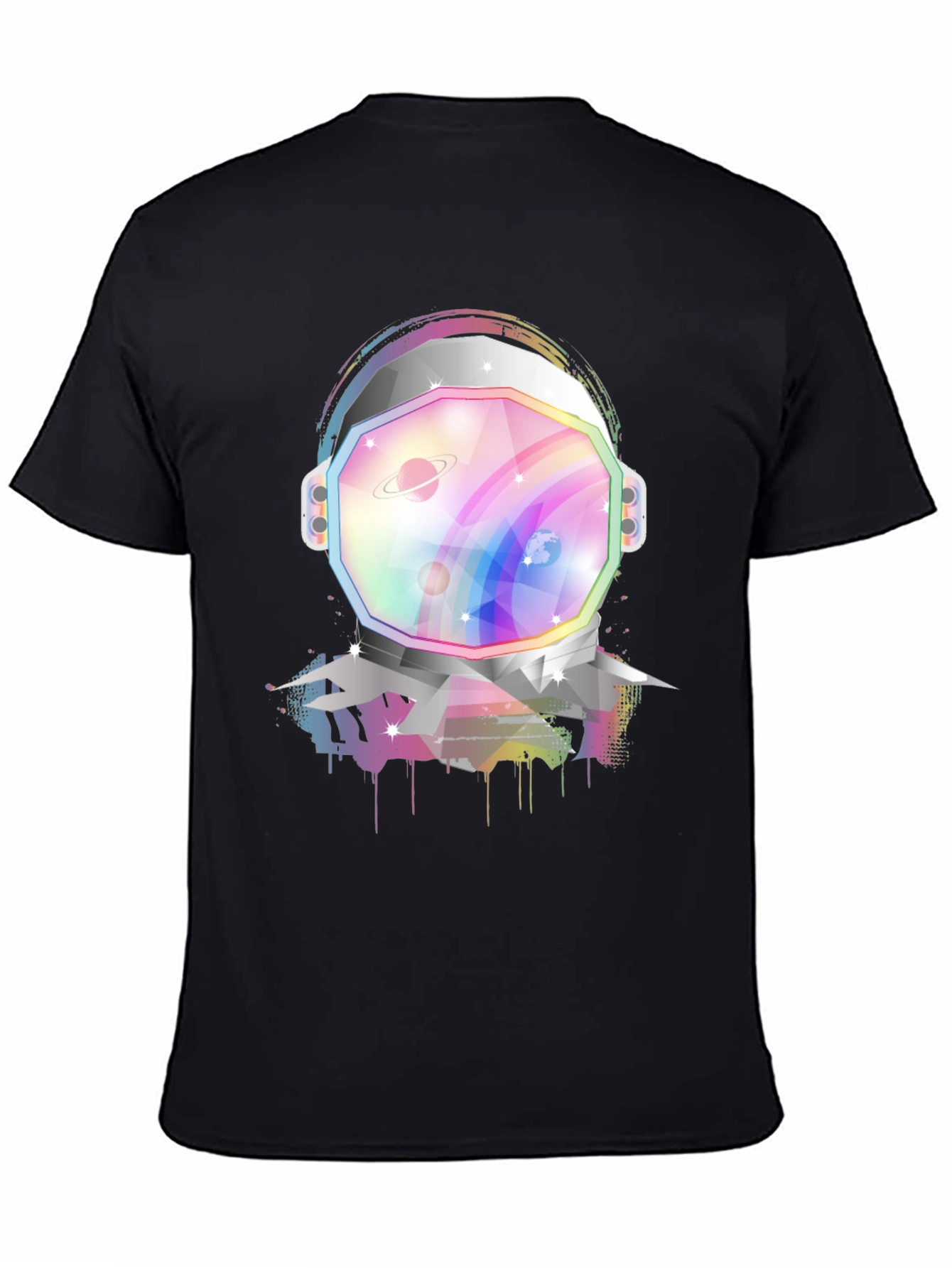 Astronaut Helmet Graphic Tee - Rainbow Space Design