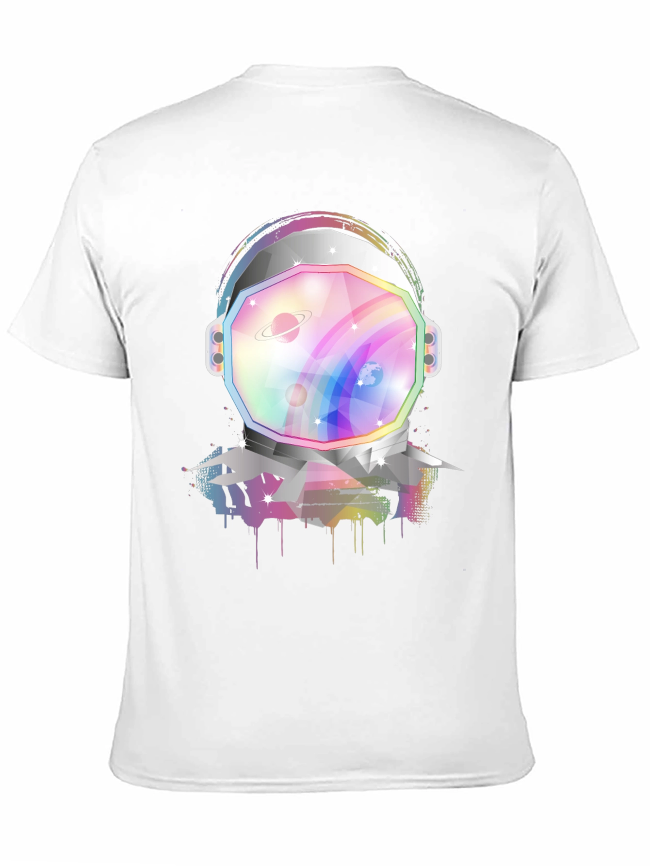 Astronaut Helmet Graphic Tee - Rainbow Space Design