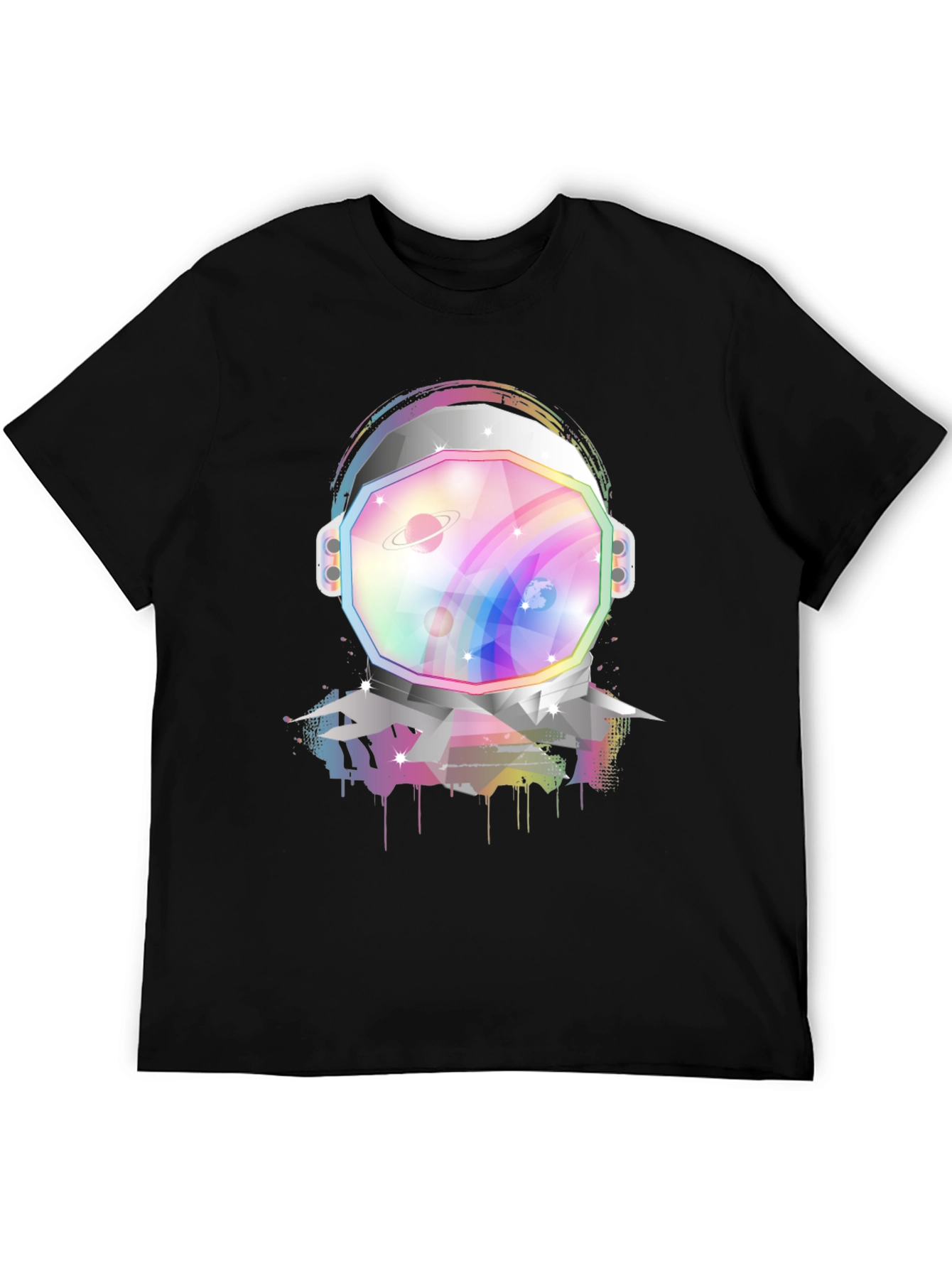 Astronaut Helmet Graphic Tee - Rainbow Space Design