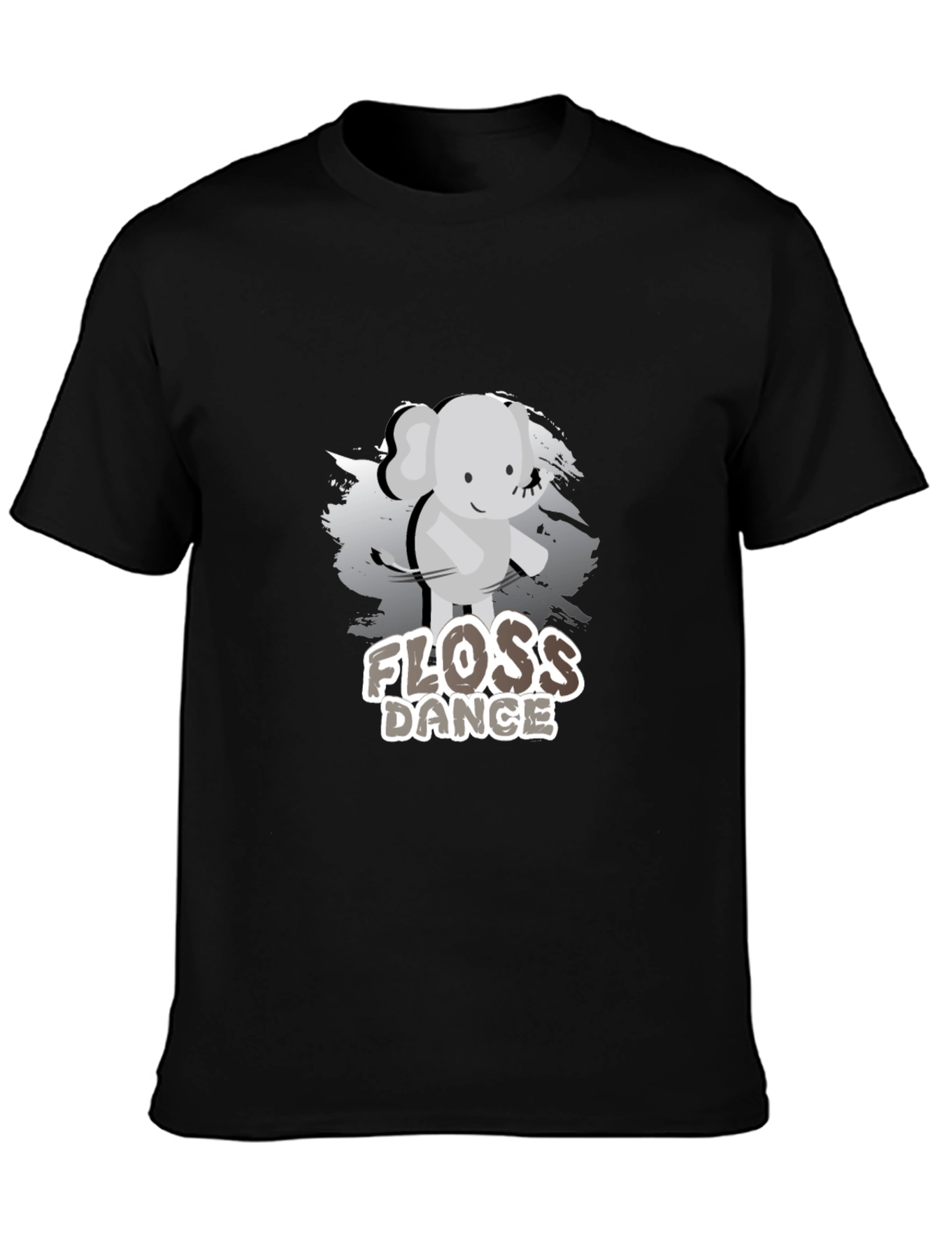 Floss Dance Elephant Graphic Tee - Unisex Black T-Shirt