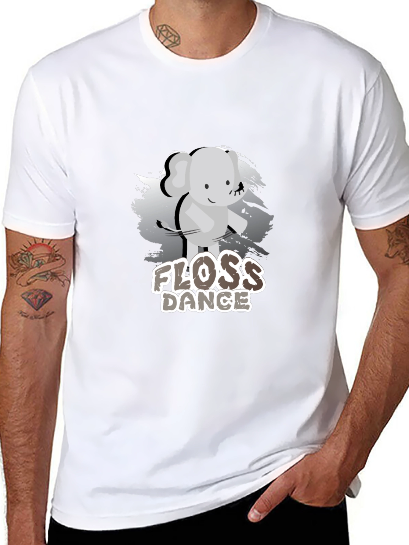 Floss Dance Elephant Graphic Tee - Unisex Black T-Shirt