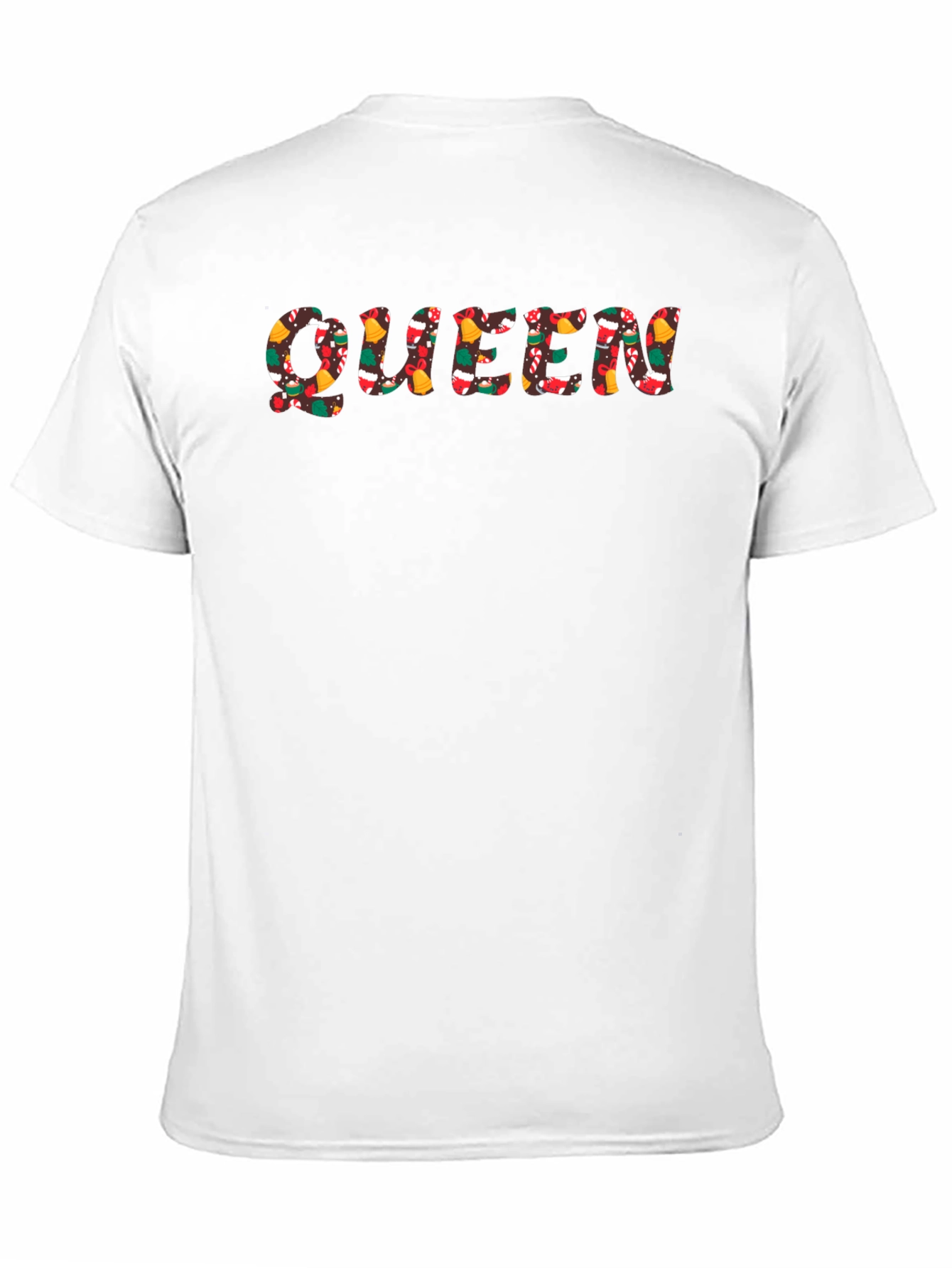 Queen Christmas Pattern Black Crew Neck T-Shirt
