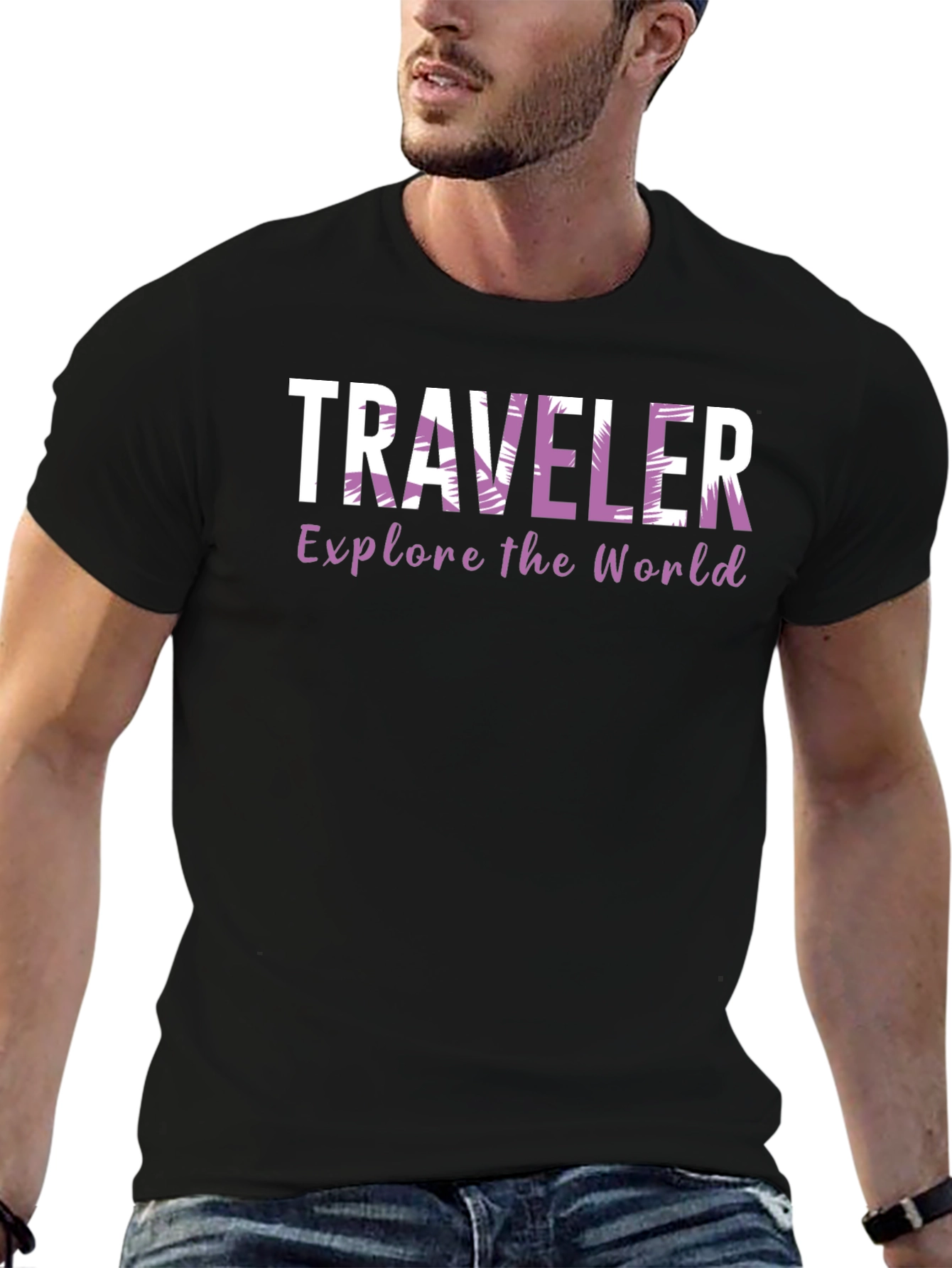 Traveler Explore the World Black T-Shirt