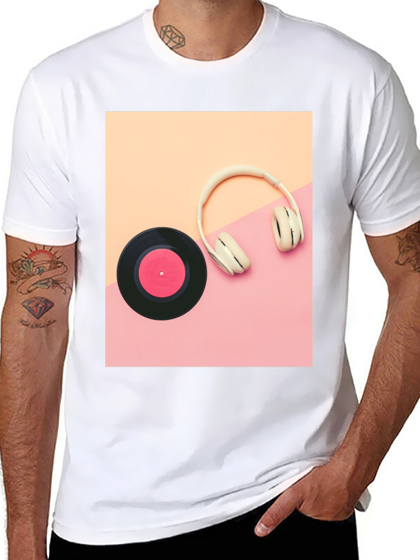 Retro Vibes T-Shirt: Vinyl & Headphones Graphic Tee