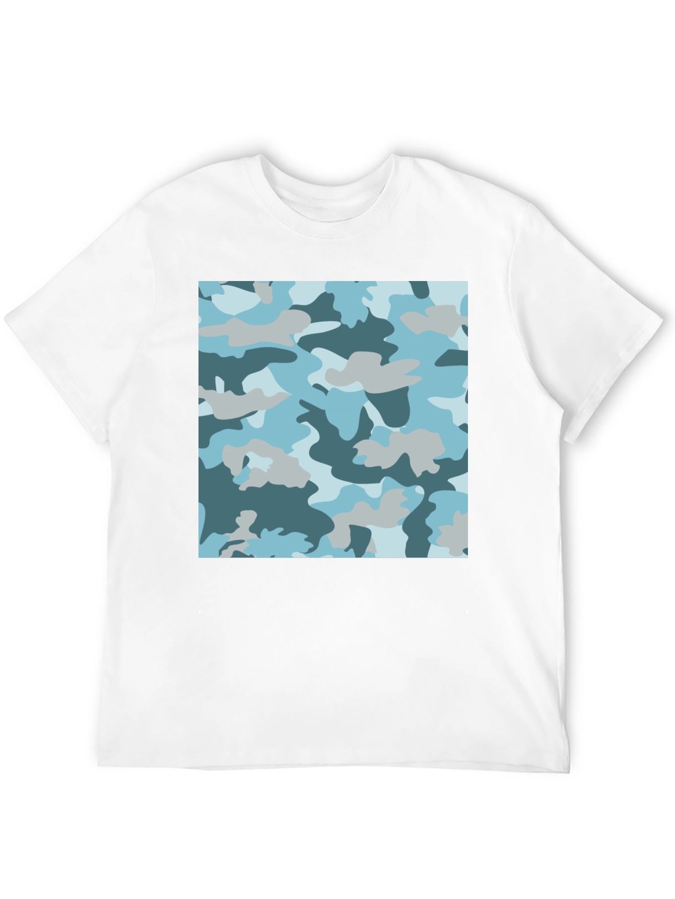 Blue Camo Print Black T-Shirt - Stylish Casual Wear