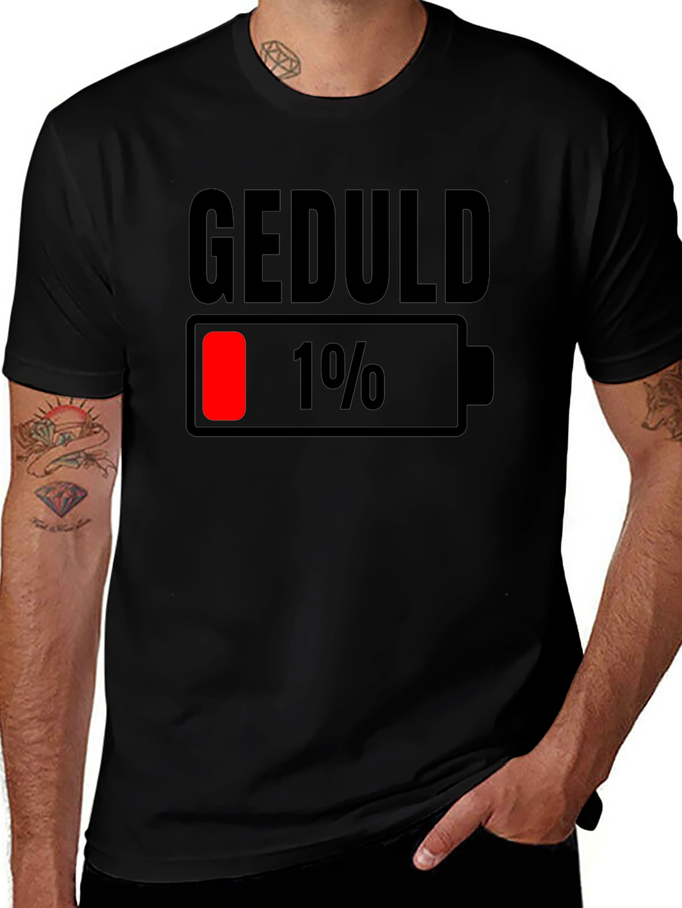 Geduld 1% Low Battery Graphic T-Shirt