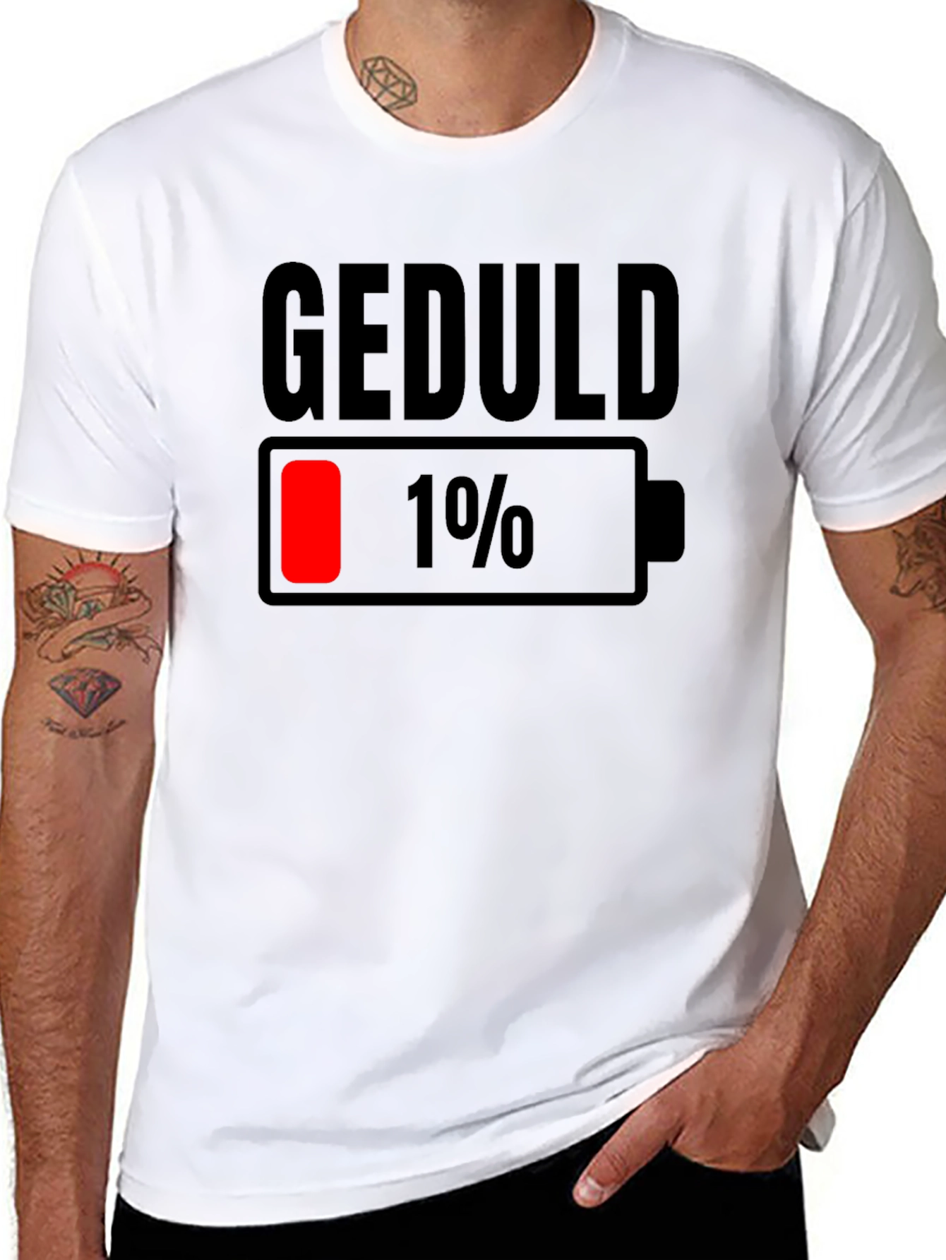 Geduld 1% Low Battery Graphic T-Shirt