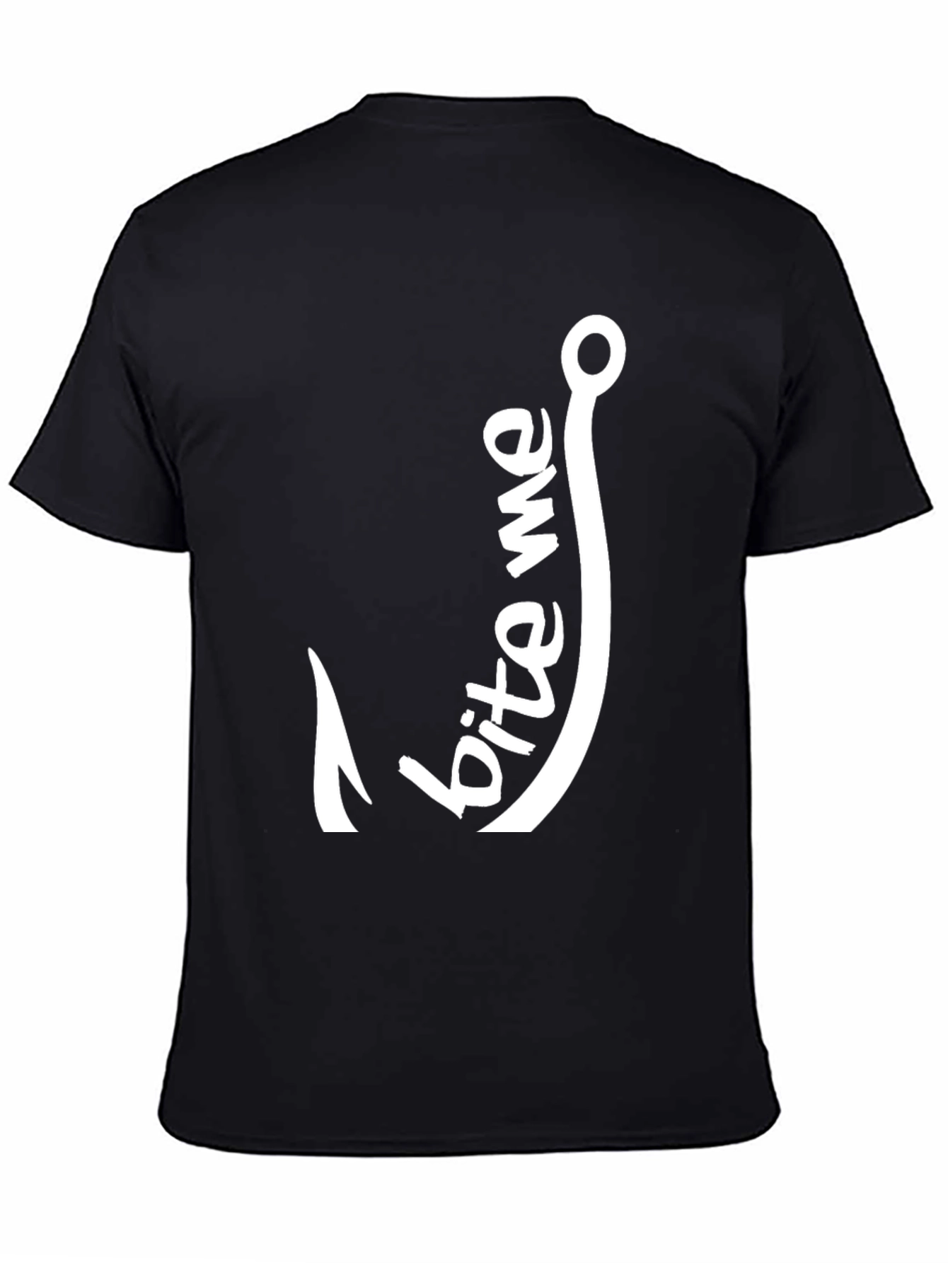 Bite Me Fishing Hook Graphic Tee - Black