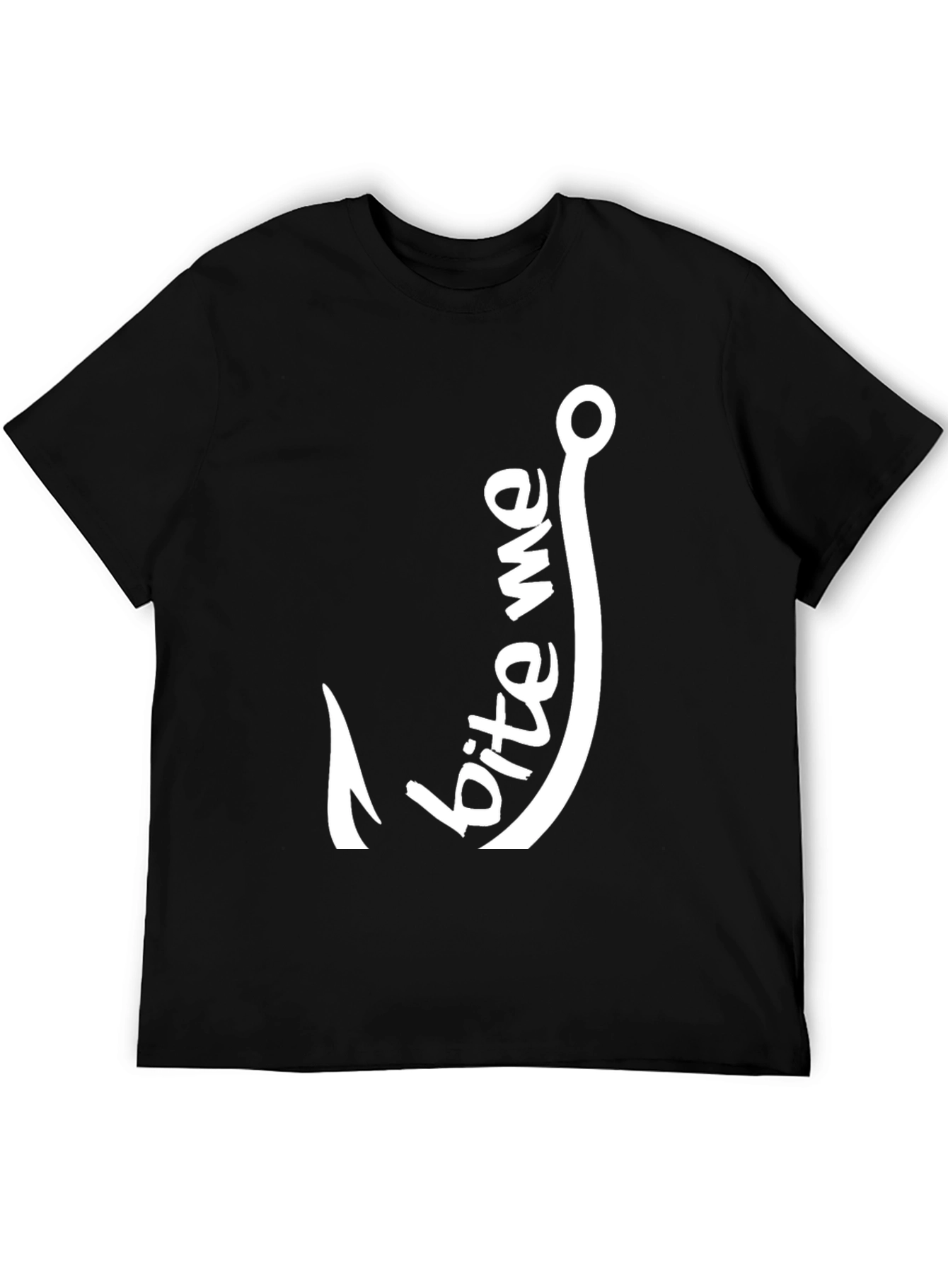 Bite Me Fishing Hook Graphic Tee - Black