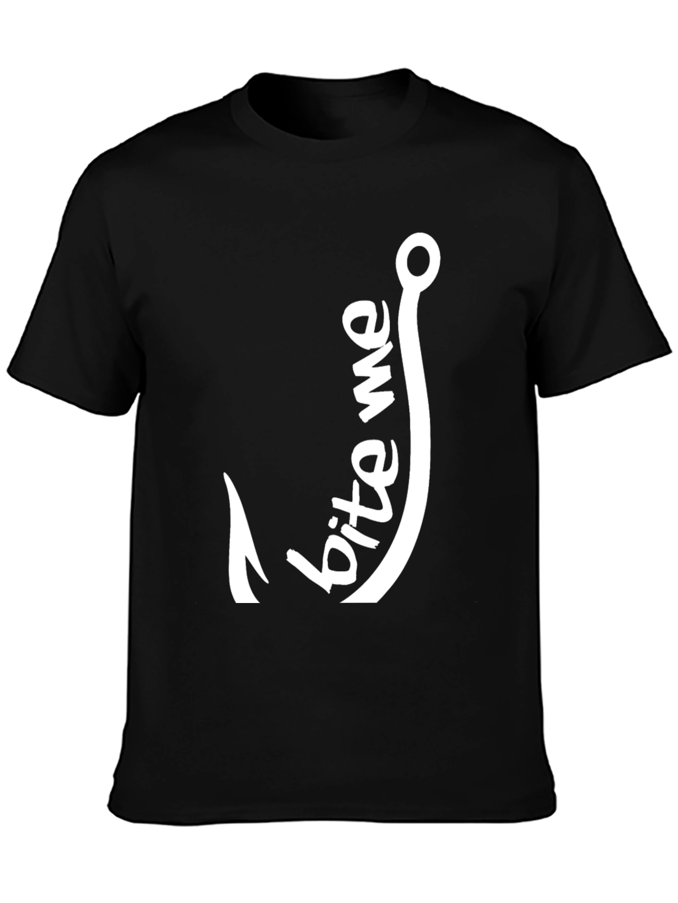 Bite Me Fishing Hook Graphic Tee - Black