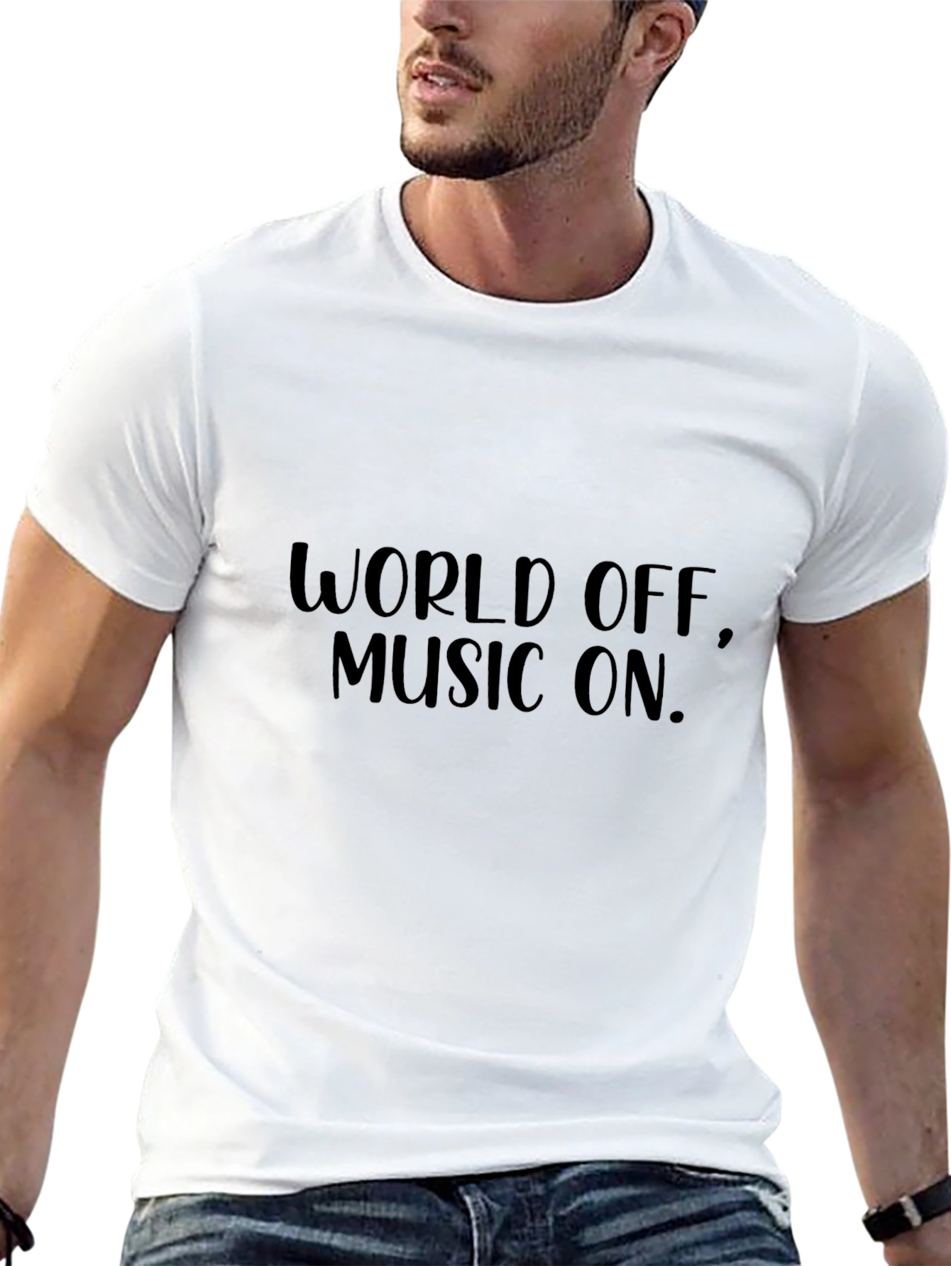 World Off Music On Black Graphic Tee