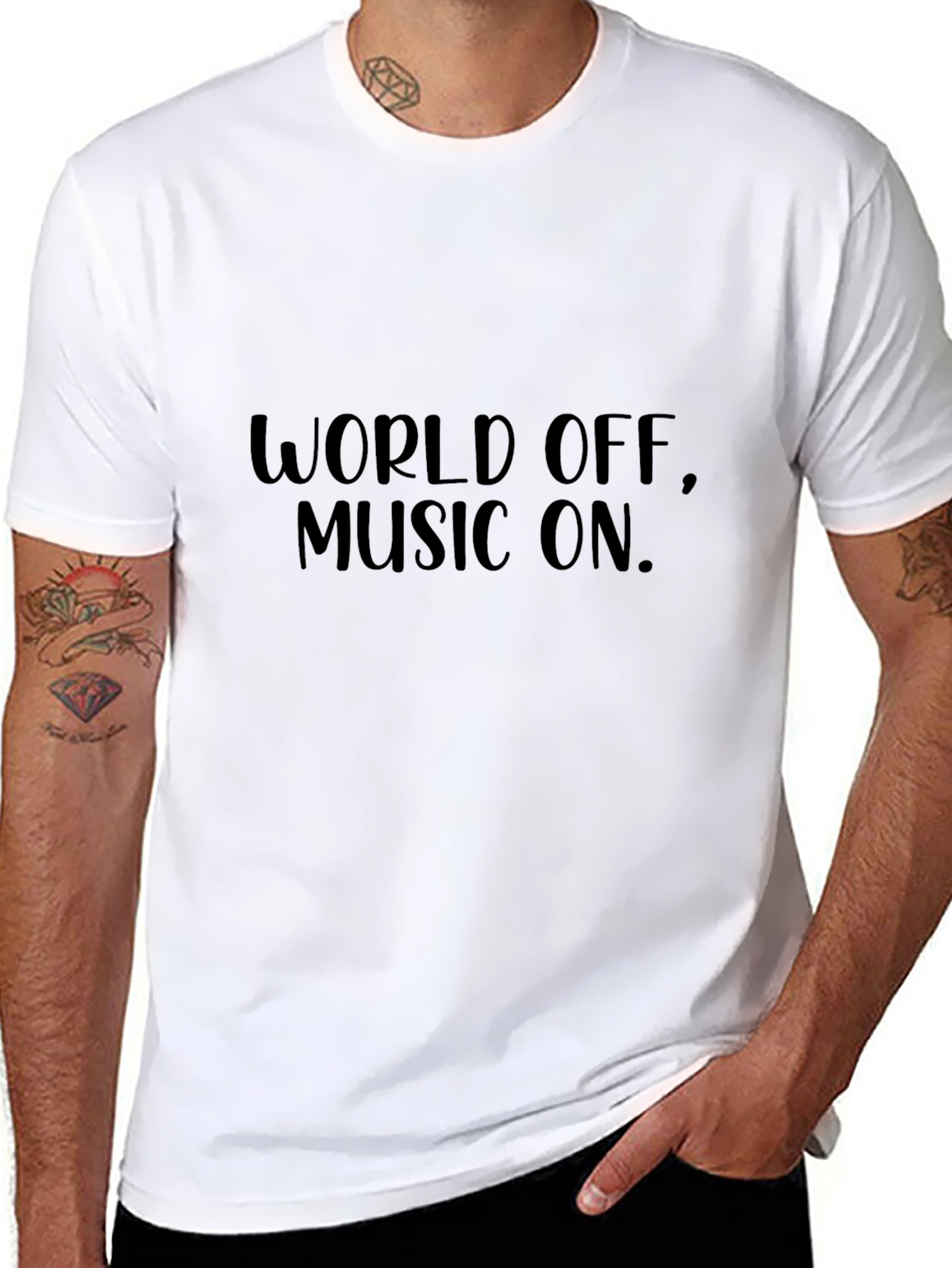 World Off Music On Black Graphic Tee