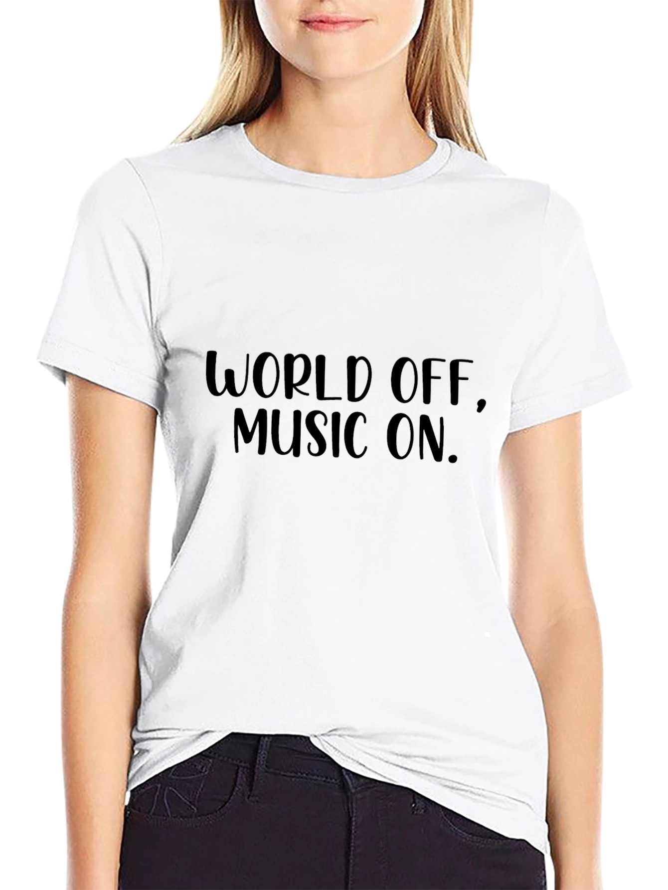 World Off Music On Black Graphic Tee