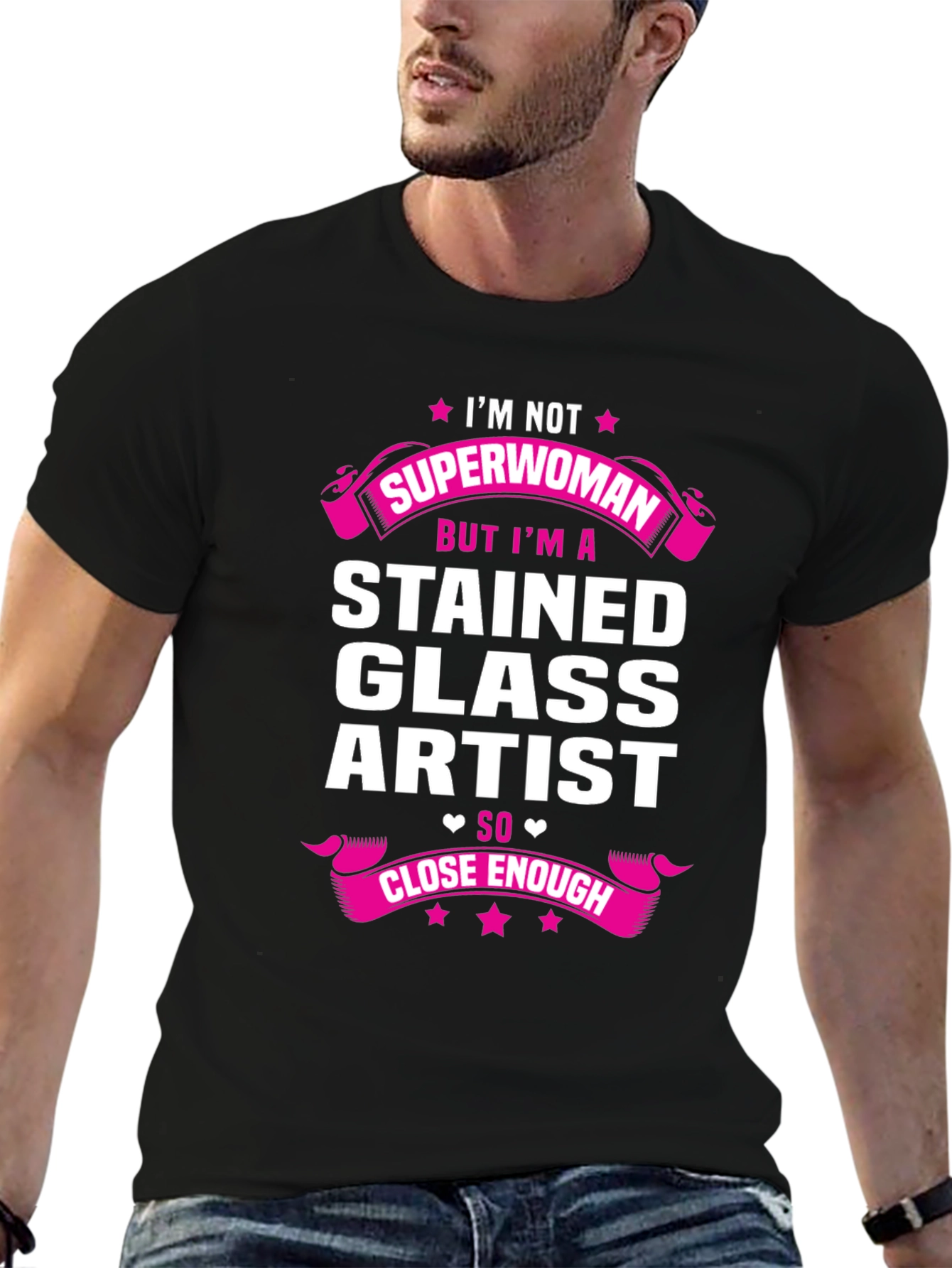 Stained Glass Artist T-Shirt - Superwoman Close Enough Design