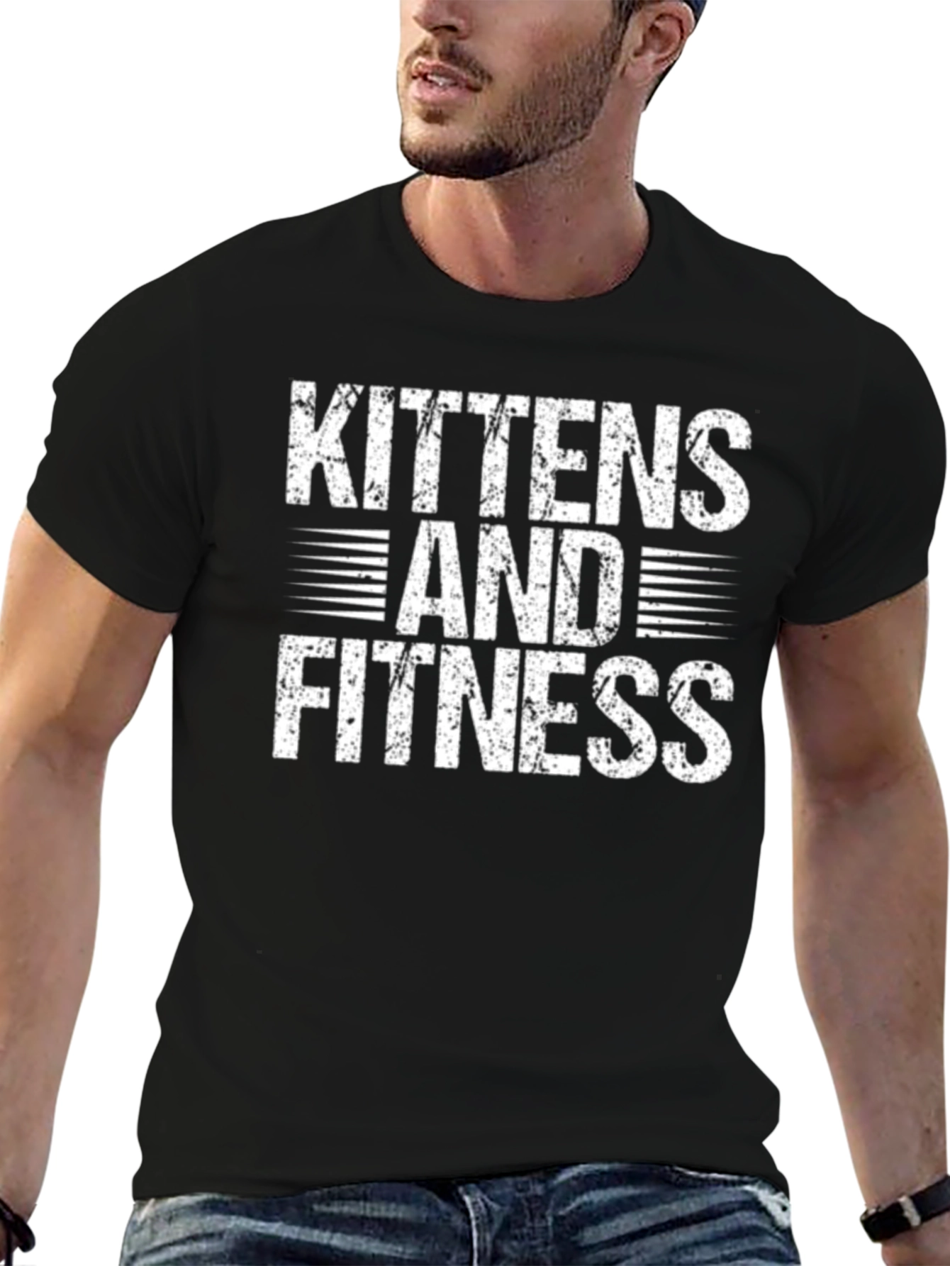 Kittens and Fitness Black Graphic T-Shirt