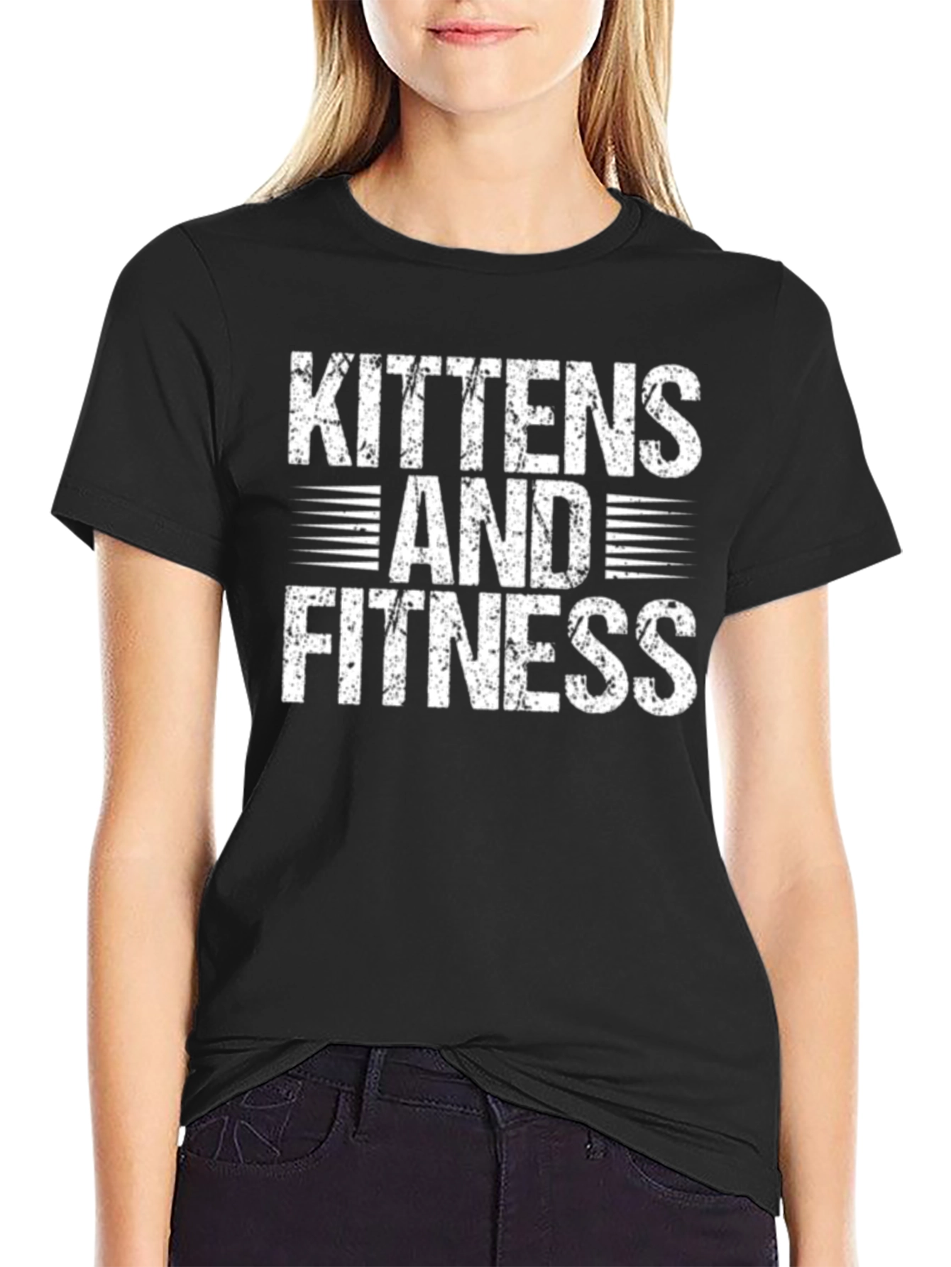 Kittens and Fitness Black Graphic T-Shirt