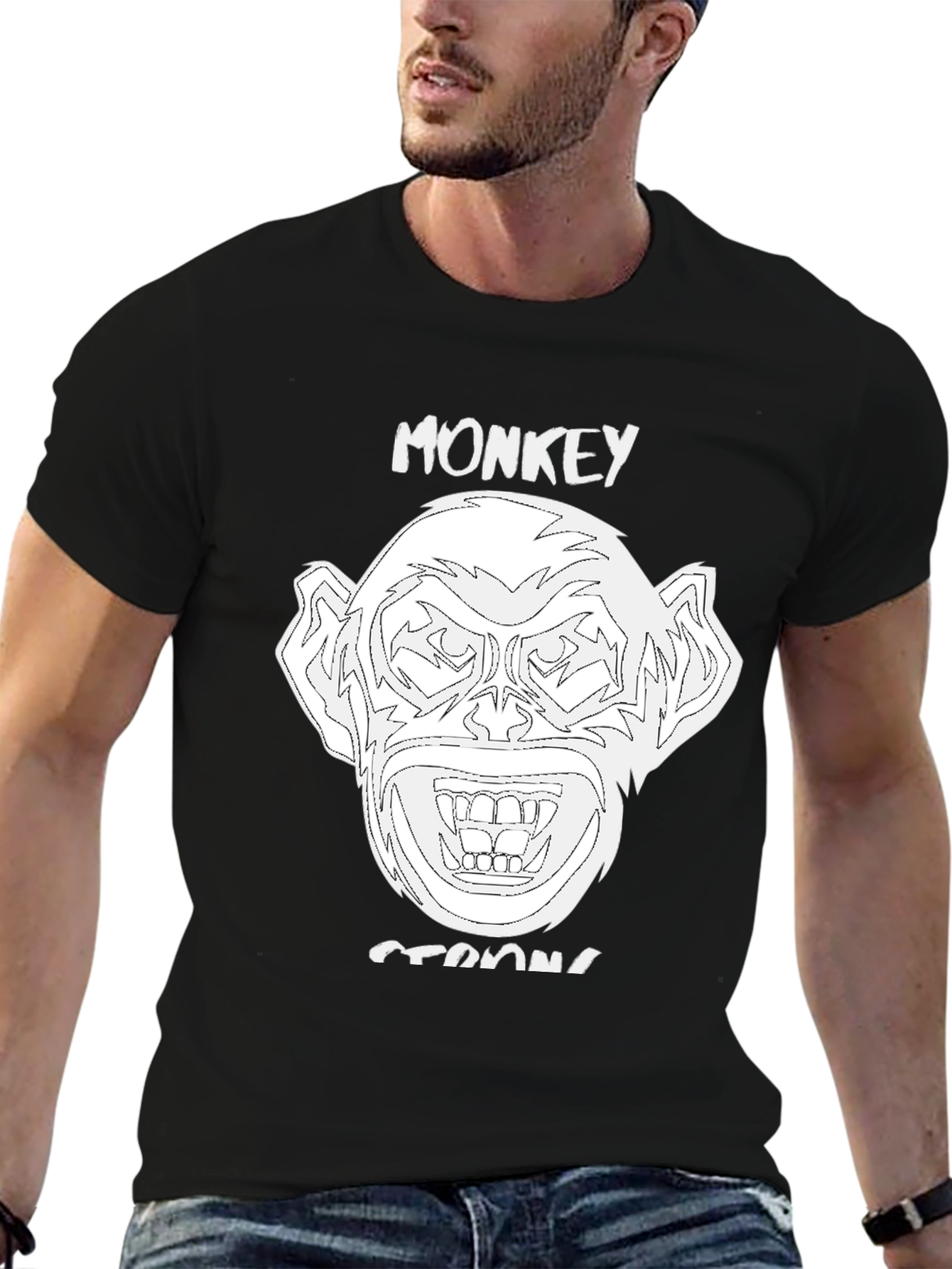 Monkey Strong Graphic Tee - Black Unisex T-Shirt