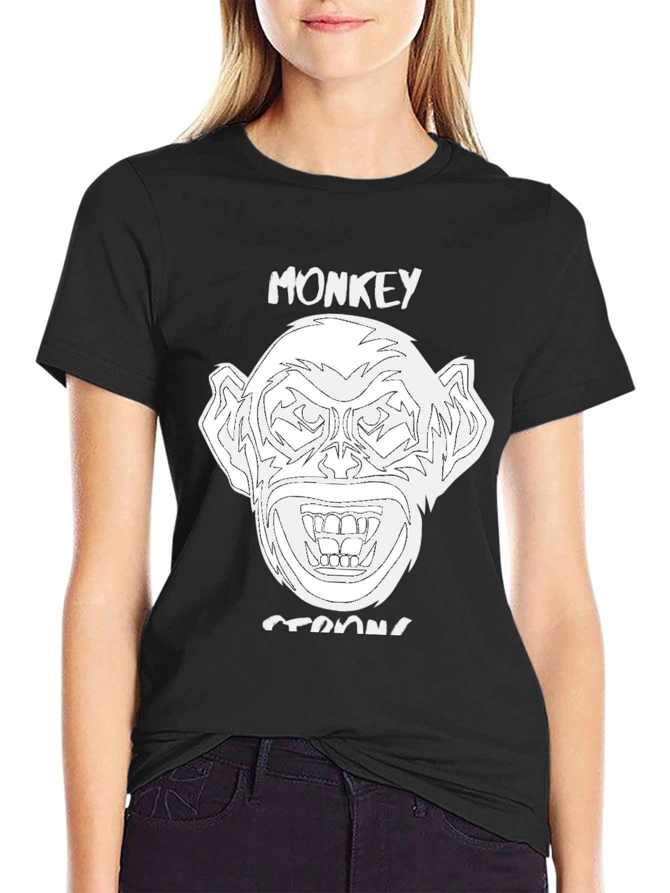 Monkey Strong Graphic Tee - Black Unisex T-Shirt