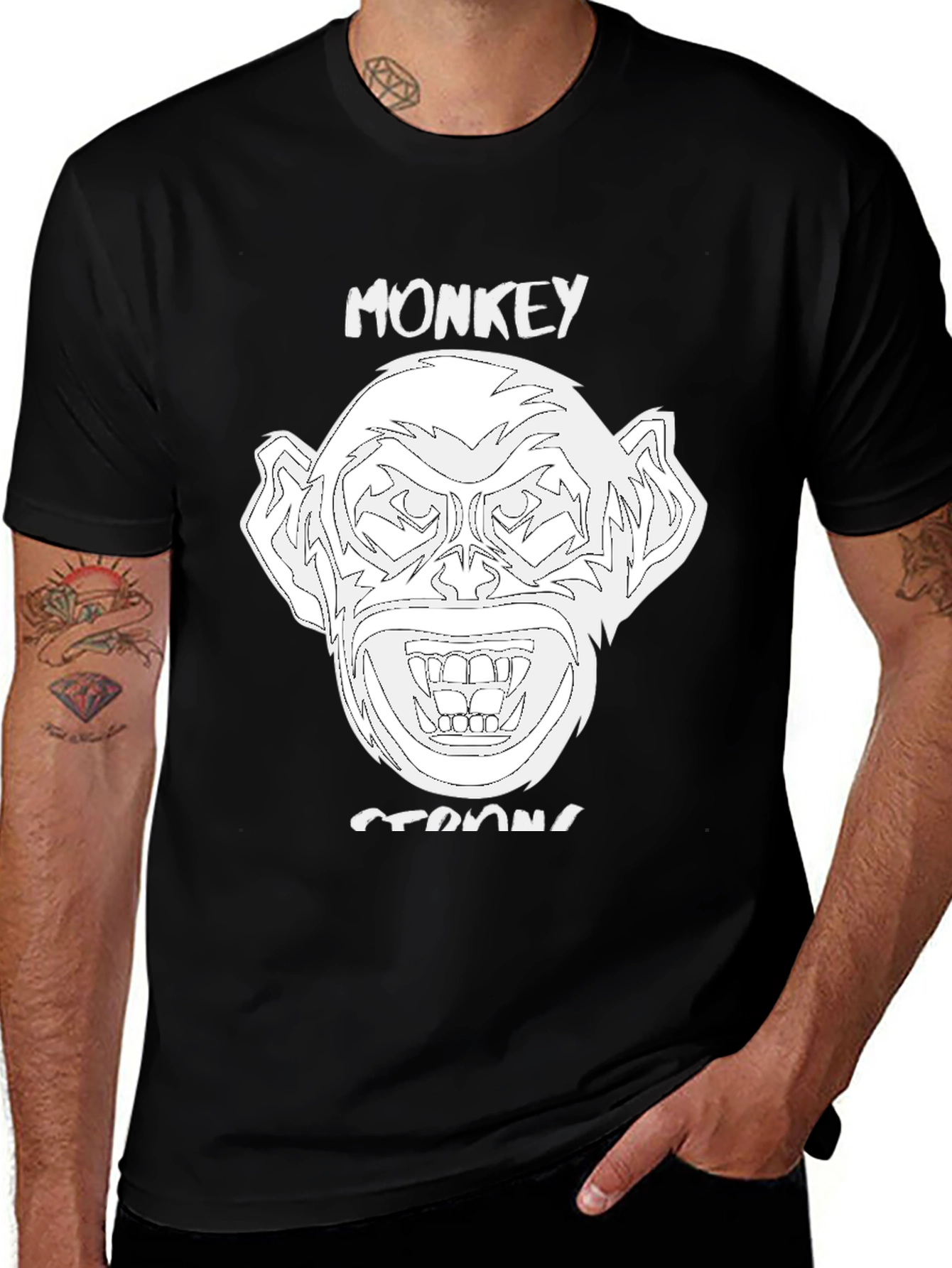 Monkey Strong Graphic Tee - Black Unisex T-Shirt