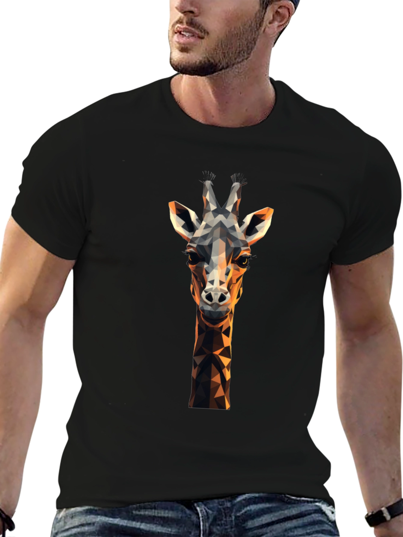 Geometric Giraffe Graphic Tee - Modern Animal Lovers Shirt