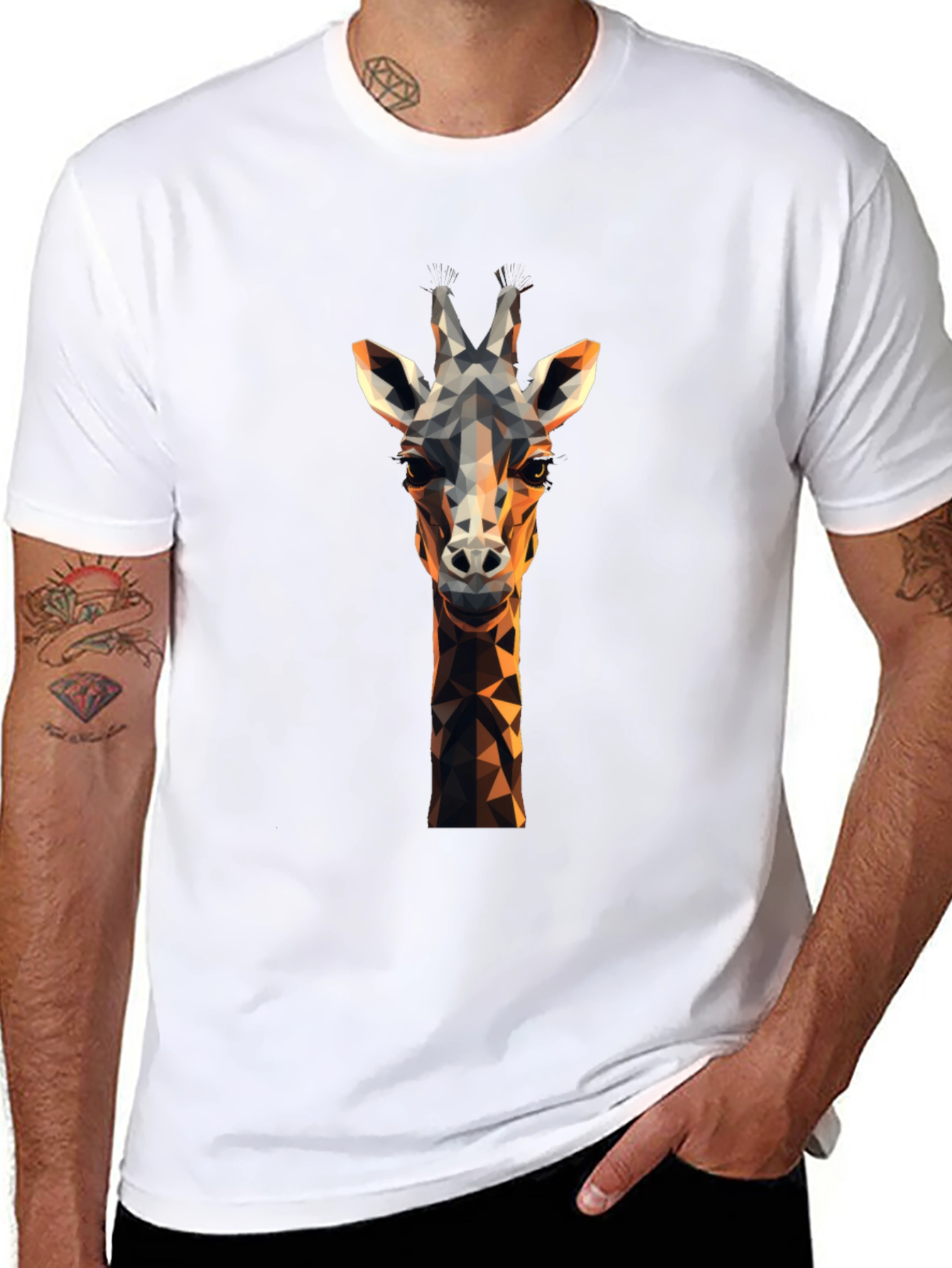 Geometric Giraffe Graphic Tee - Modern Animal Lovers Shirt