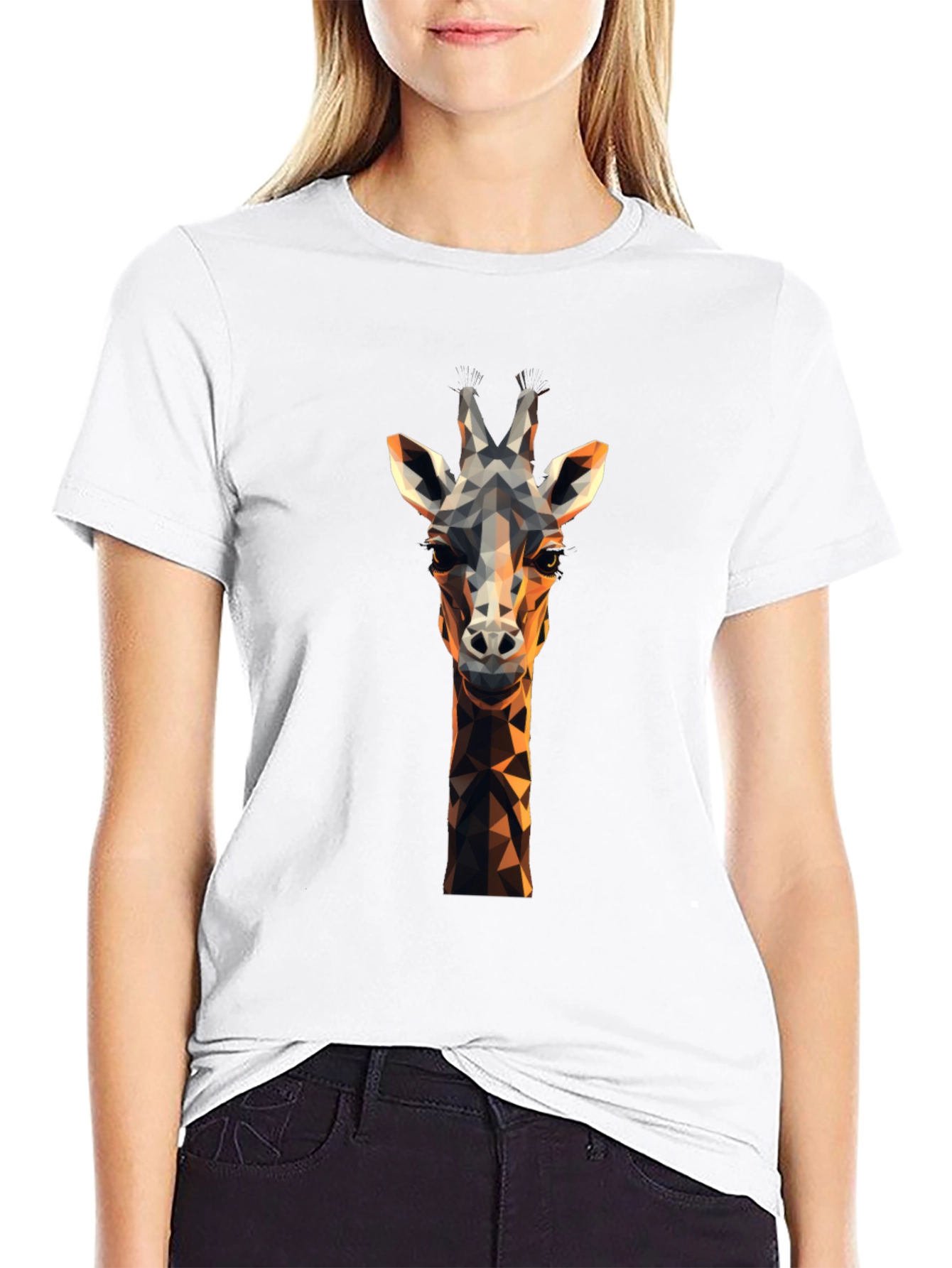 Geometric Giraffe Graphic Tee - Modern Animal Lovers Shirt