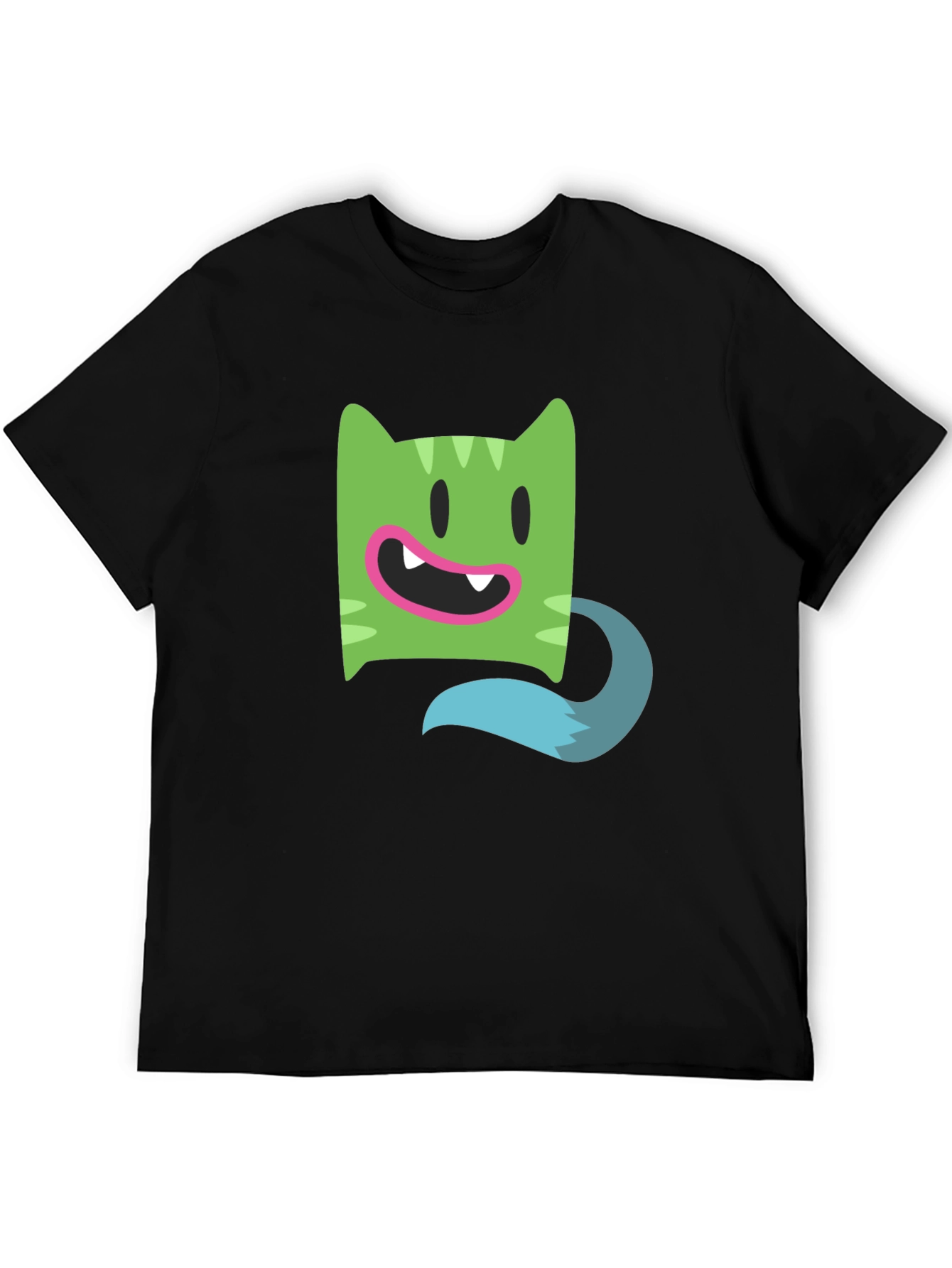 Cartoon Character Black Cotton T-Shirt