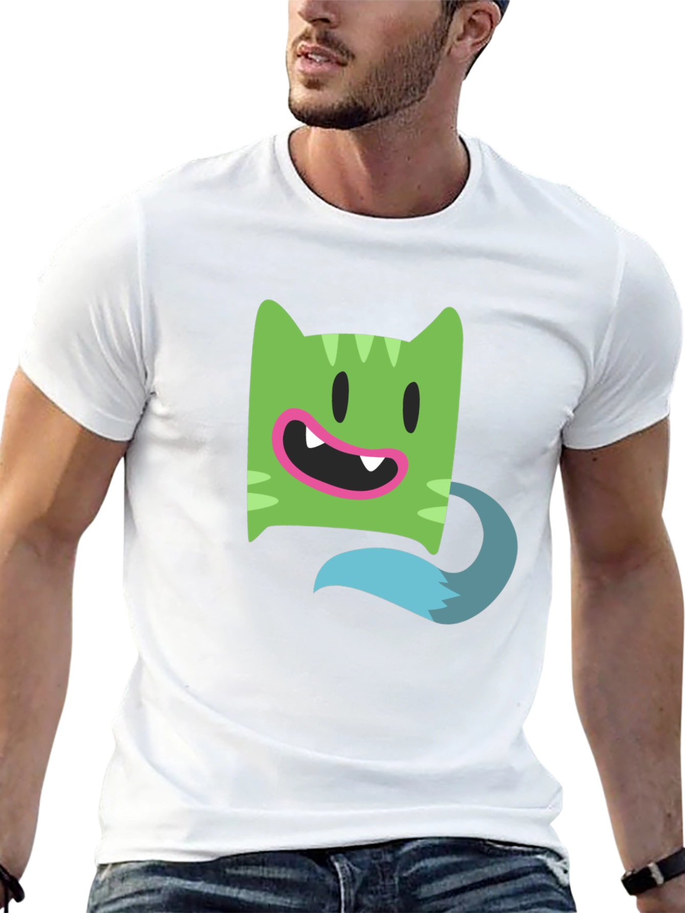 Cartoon Character Black Cotton T-Shirt
